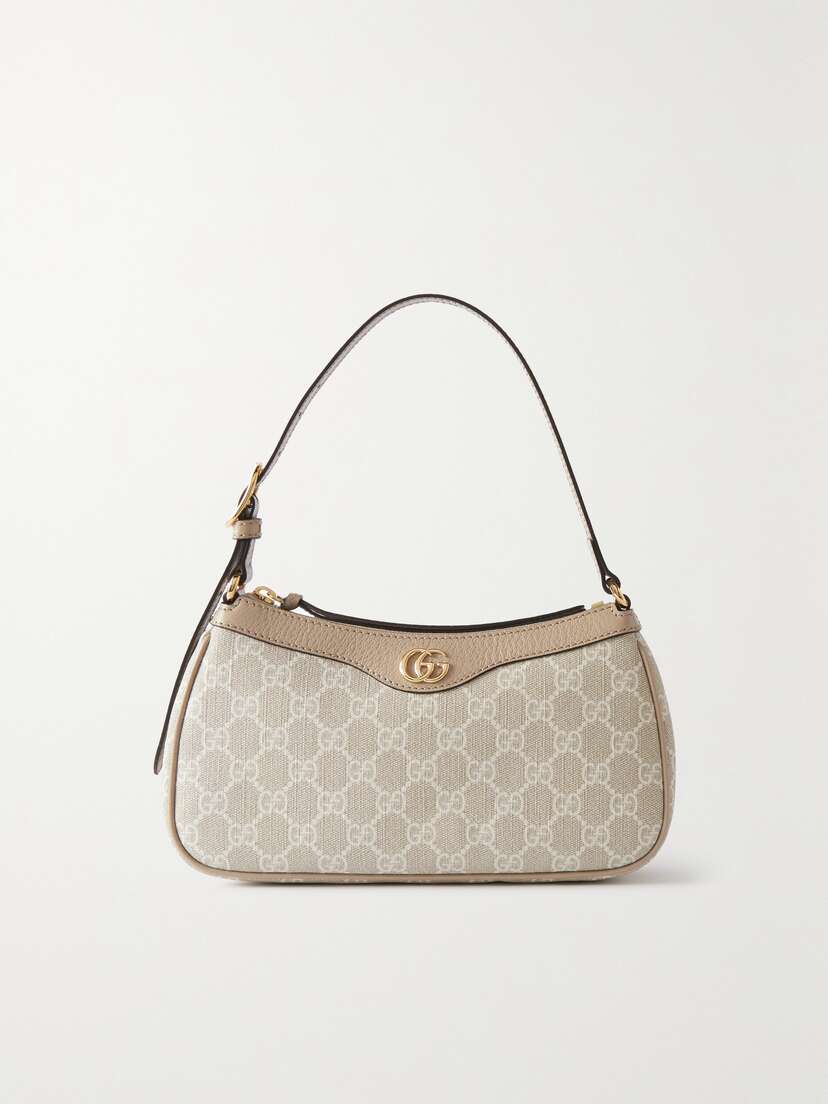 Gucci Ophidia Embellished Textured Leather-trimmed Printed Coated-canvas Shoulder Bag