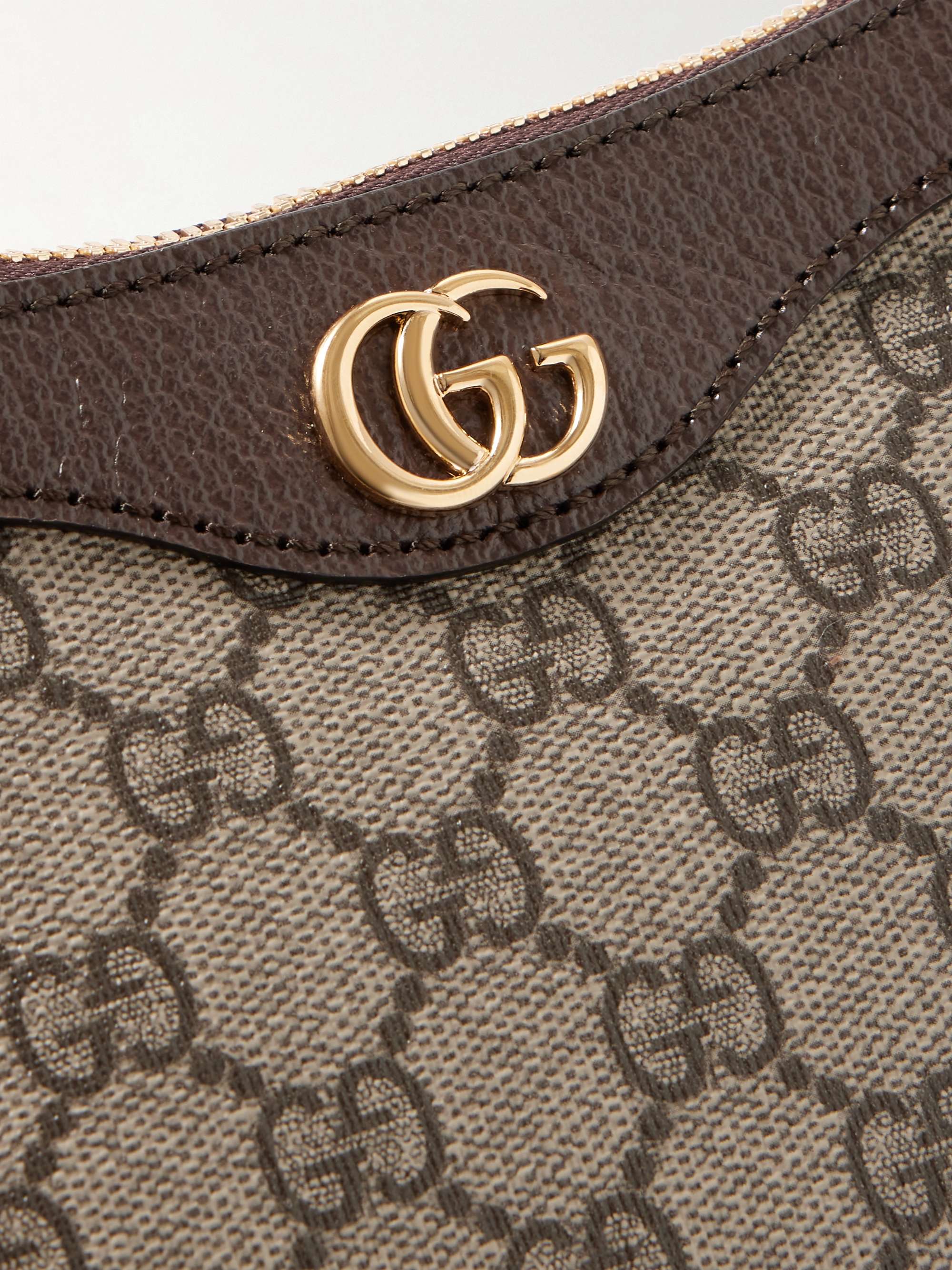 GUCCI Ophidia embellished textured leather-trimmed printed coated-canvas shoulder bag