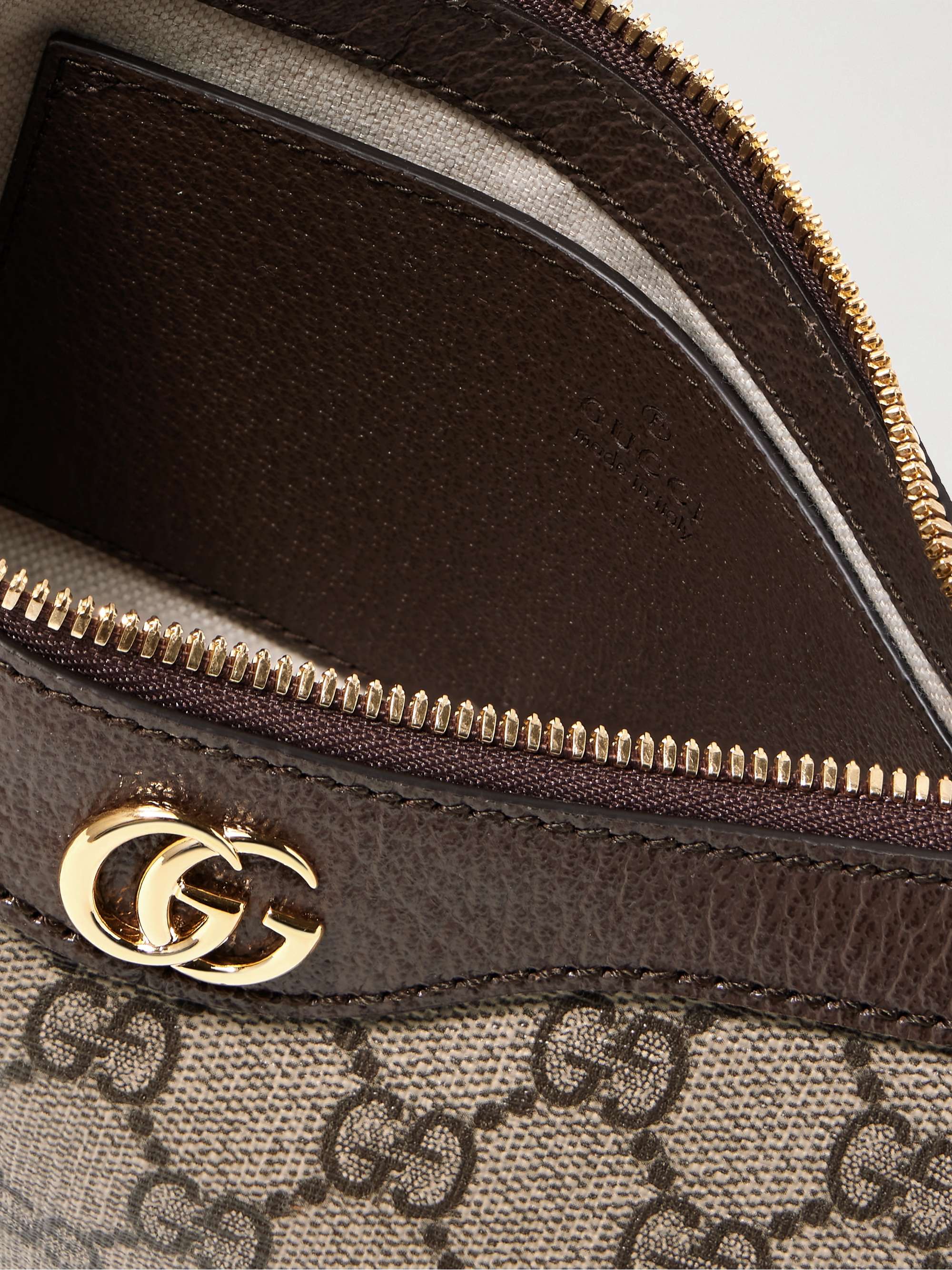 GUCCI Ophidia embellished textured leather-trimmed printed coated-canvas shoulder bag