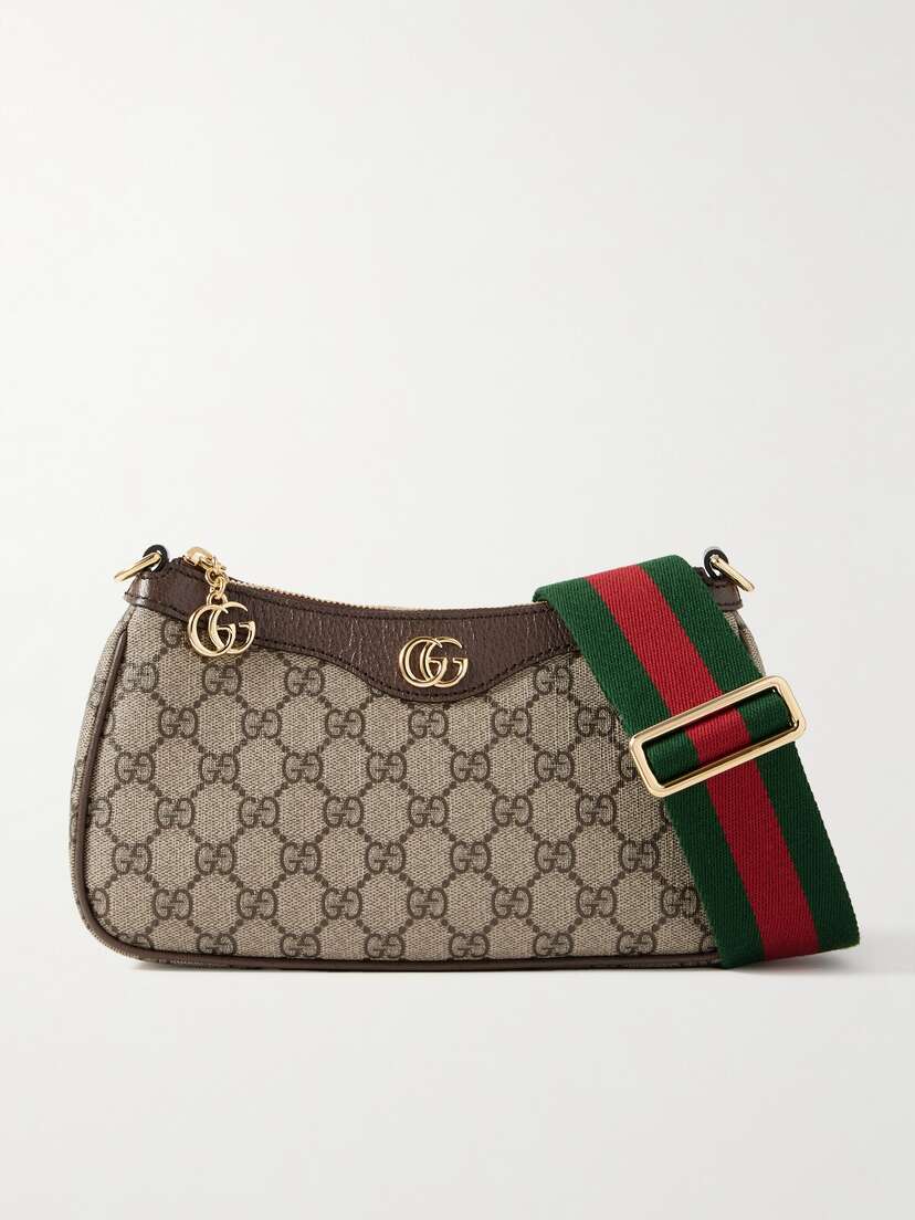Gucci Ophidia Textured Leather-trimmed Printed Coated-canvas Shoulder Bag