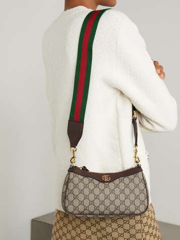 GUCCI Ophidia leather-trimmed printed coated-canvas tote bag