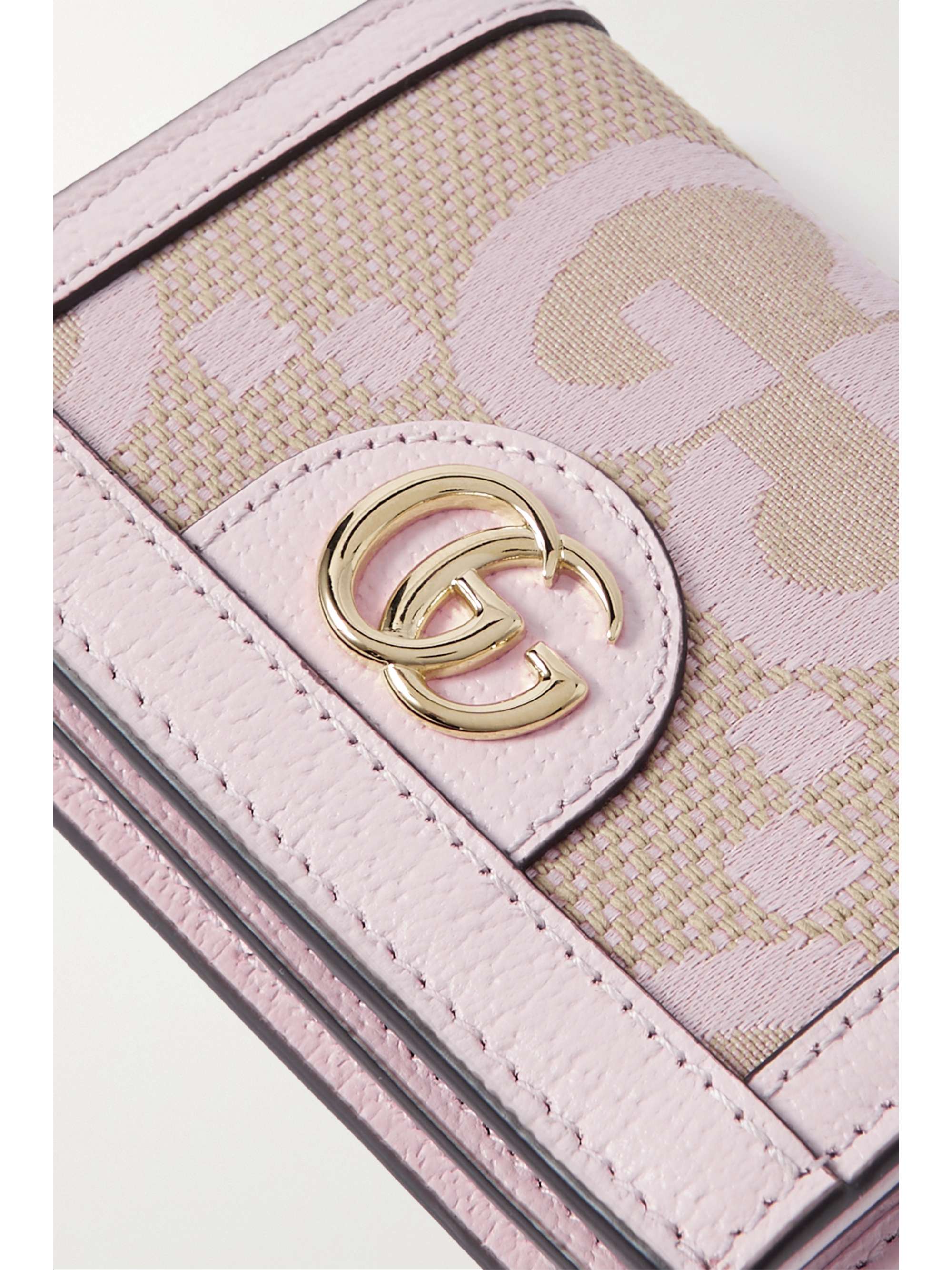 GUCCI Ophidia canvas-jacquard trimmed textured-leather wallet