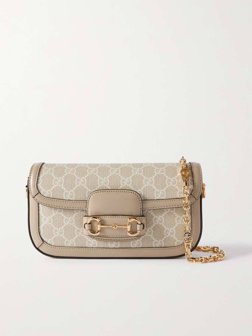 Gucci Horsebit 1955 Leather-trimmed Printed Coated-canvas Shoulder Bag