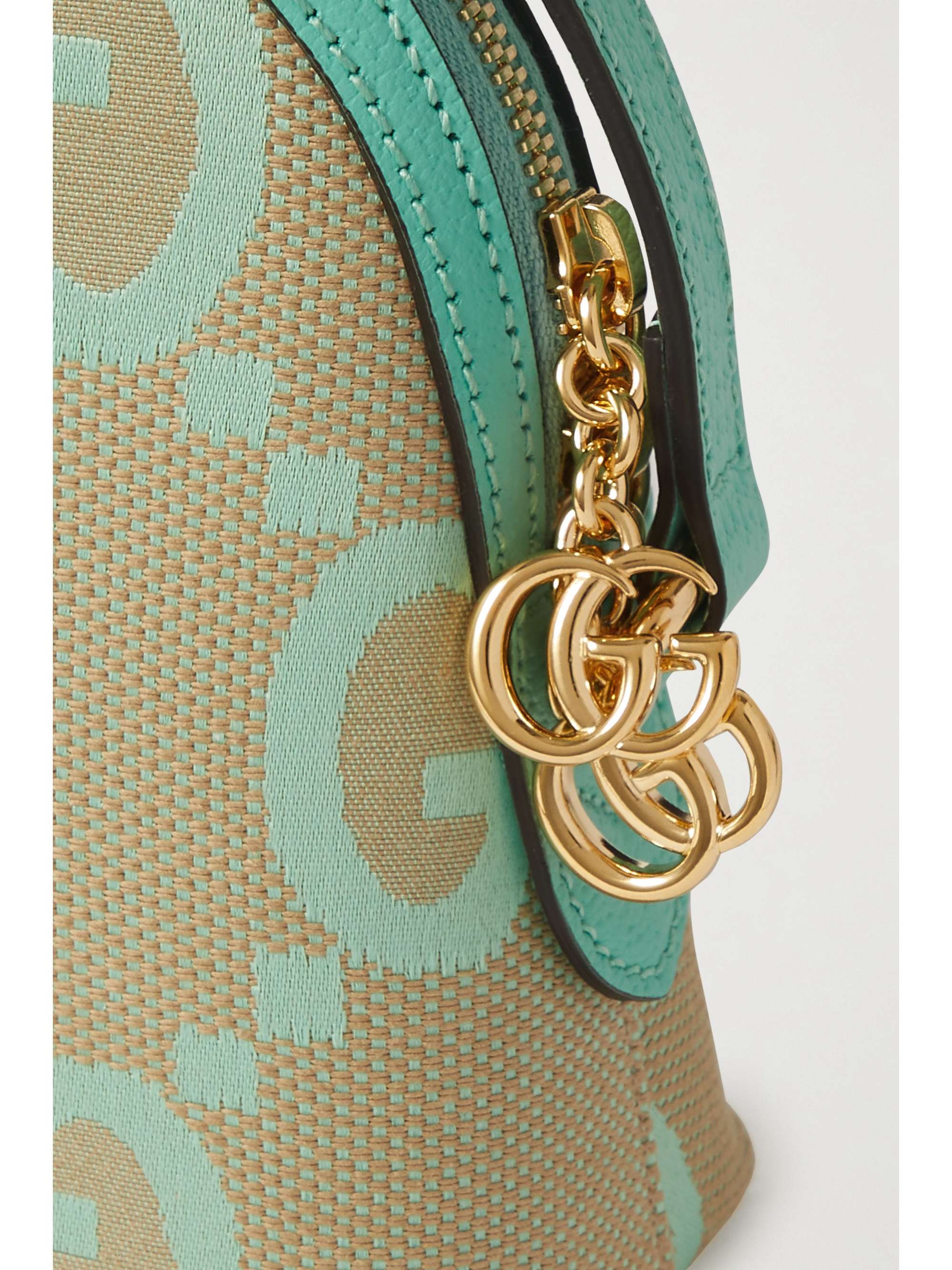 Mint Ophidia leathertrimmed canvasjacquard shoulder bag GUCCI NET