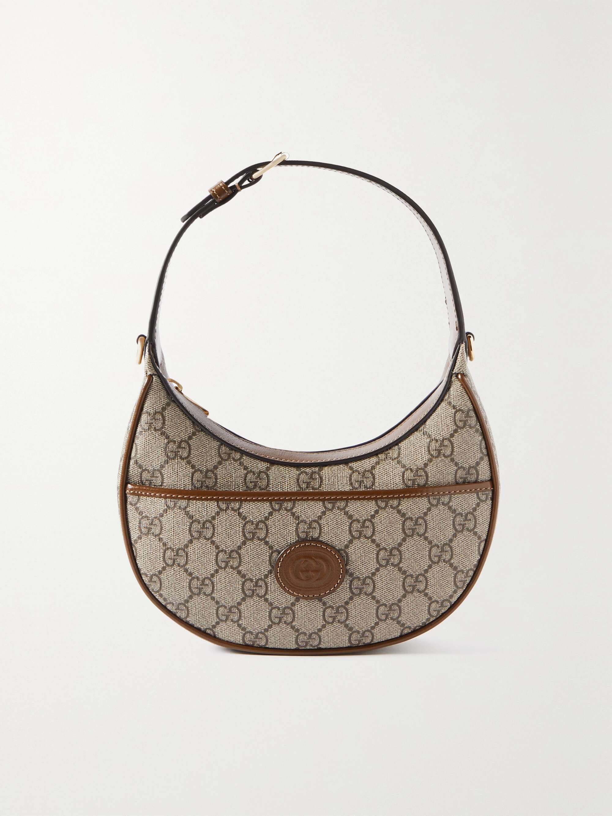 GG Retro mini leather-trimmed printed coated-canvas shoulder bag