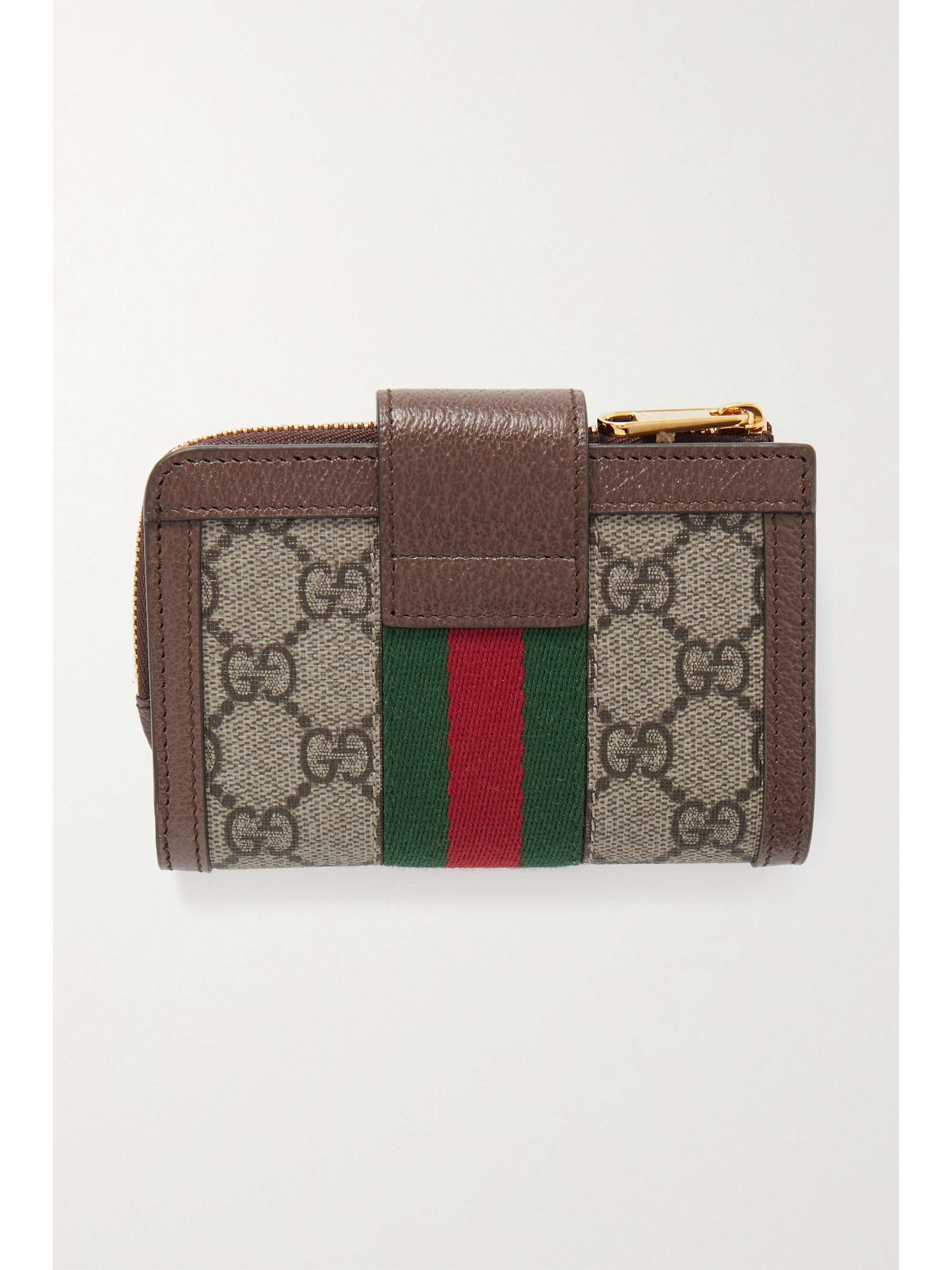 GUCCI Ophidia webbing-trimmed printed coated-canvas and leather wallet