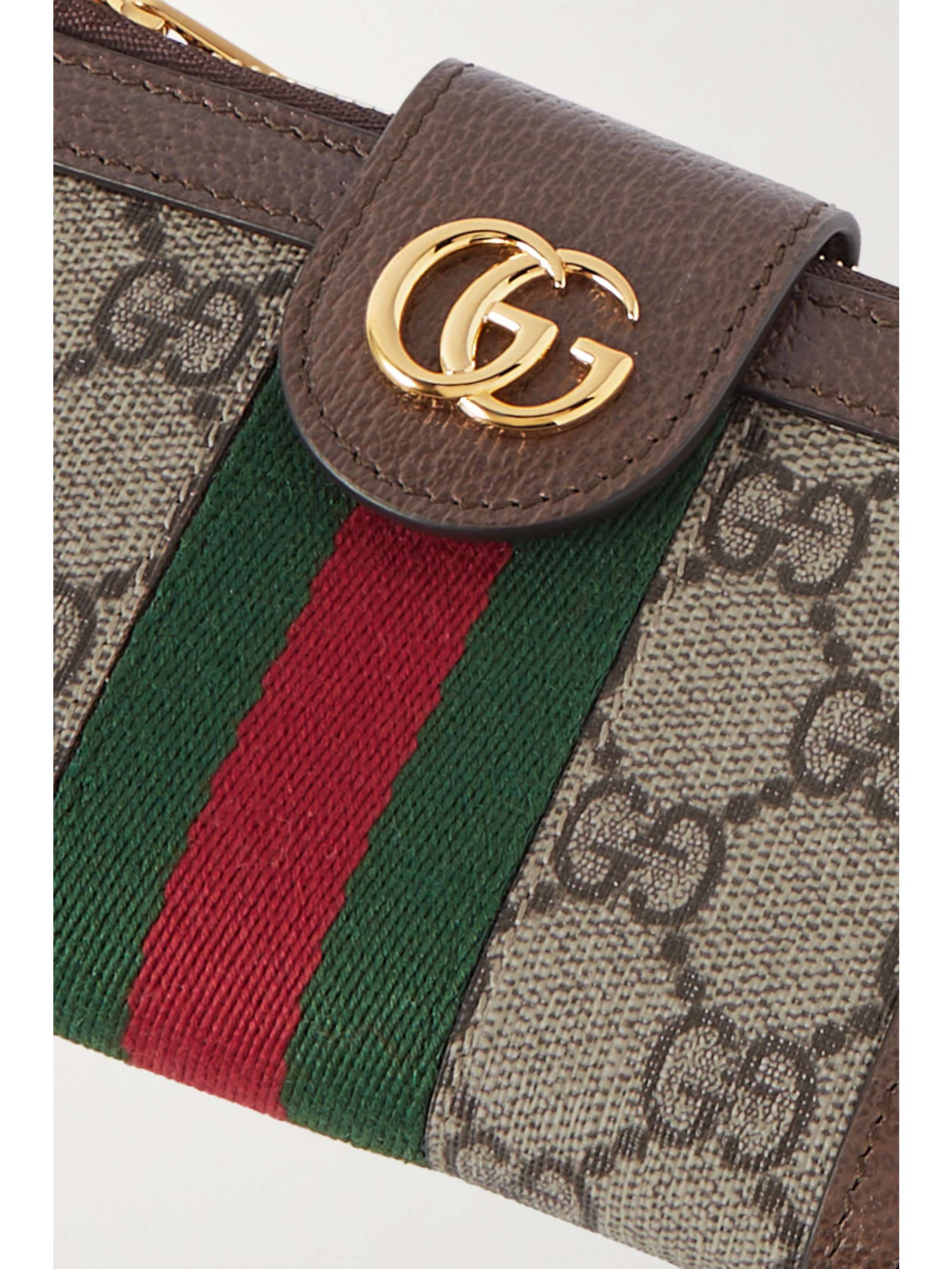 GUCCI Ophidia webbing-trimmed printed coated-canvas and leather wallet