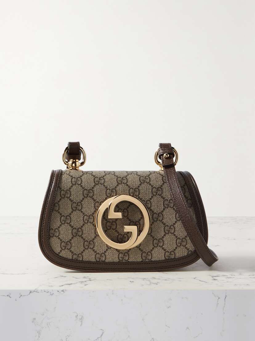 Gucci Blondie Textured Leather-trimmed Printed Coated-canvas Shoulder Bag