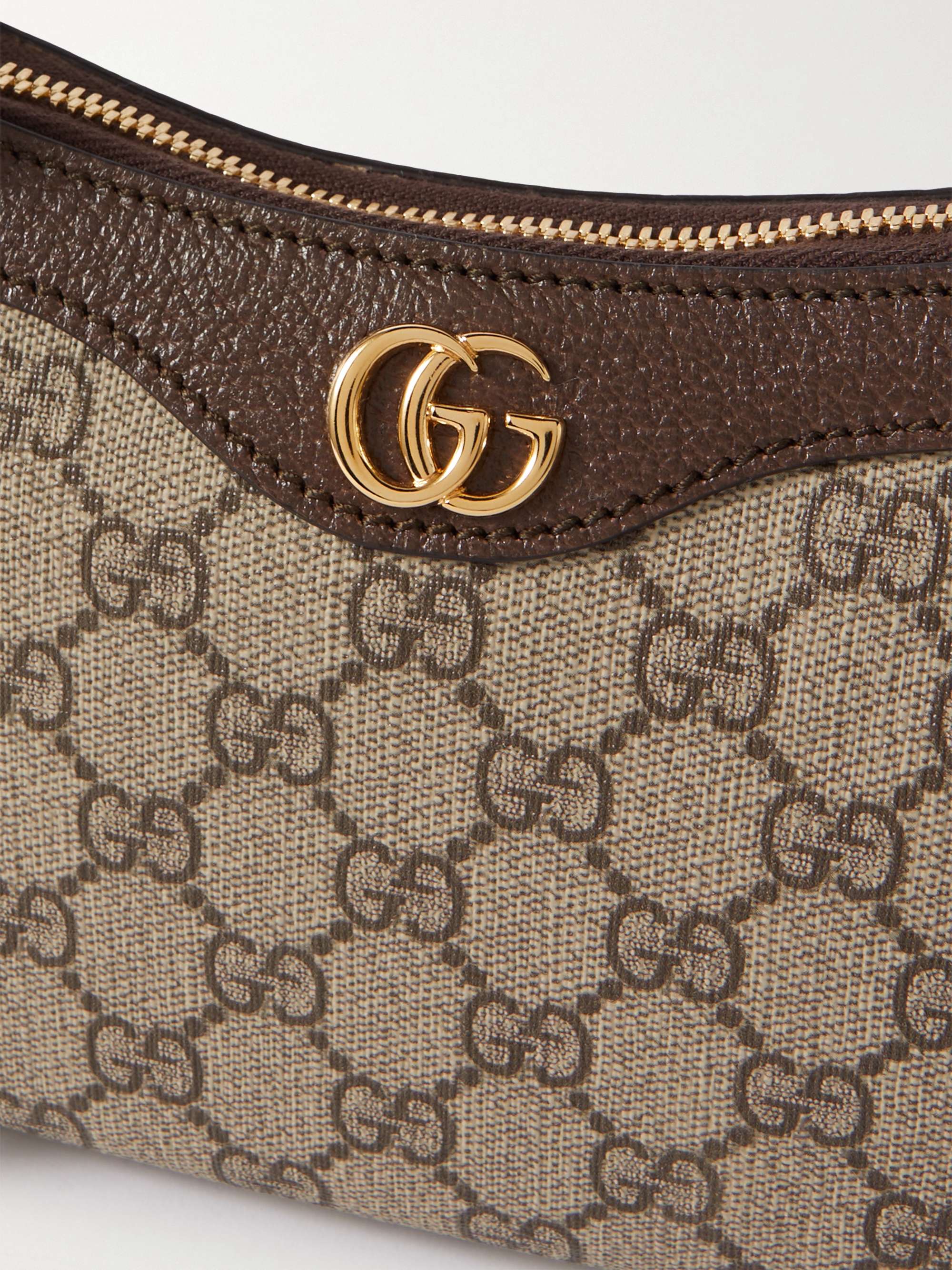 GUCCI Ophidia embellished textured leather-trimmed printed coated-canvas shoulder bag