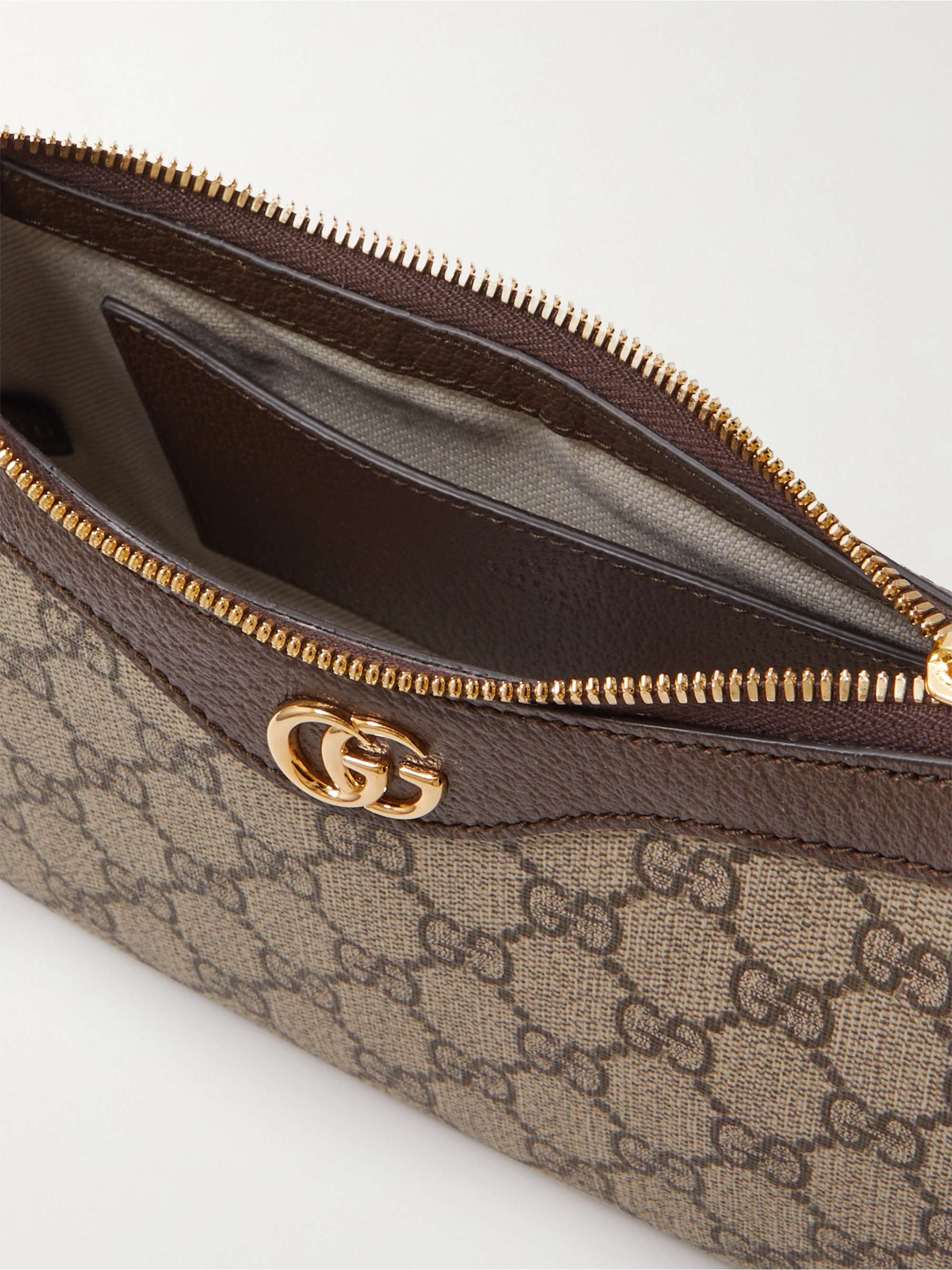 GUCCI Ophidia embellished textured leather-trimmed printed coated-canvas shoulder bag