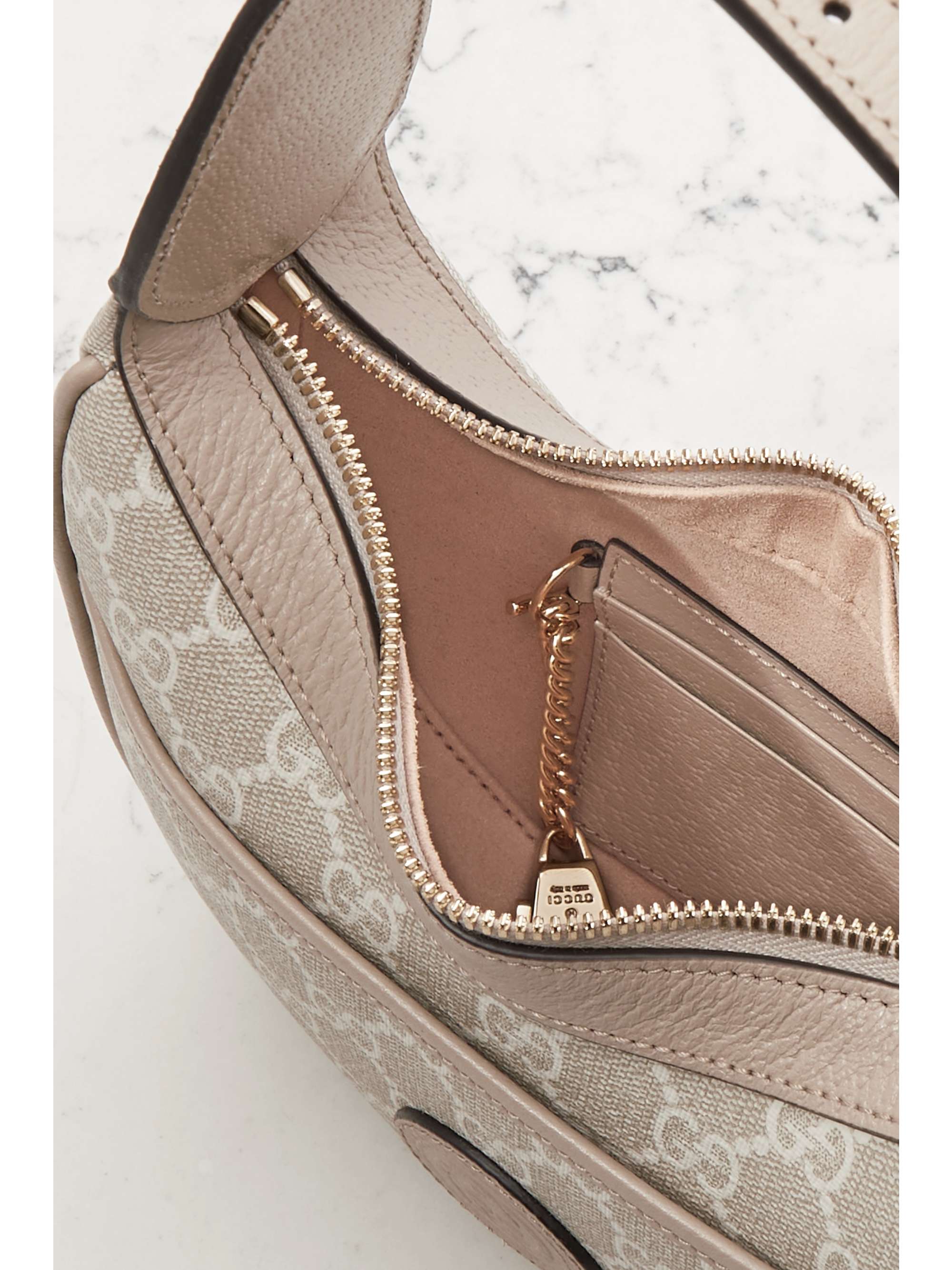 GUCCI GG Retro mini leather-trimmed printed coated-canvas shoulder bag