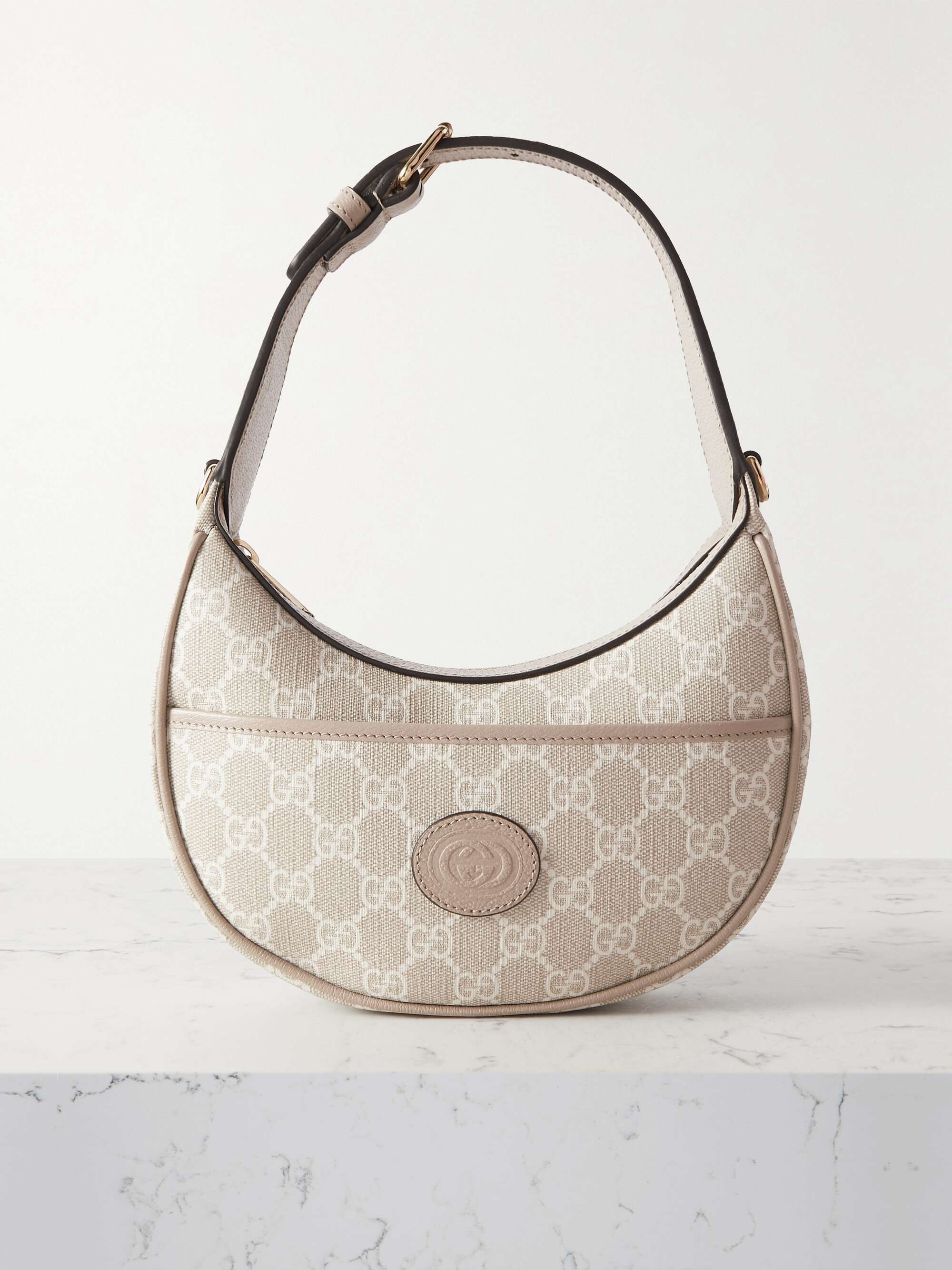 GG Retro mini leather-trimmed printed coated-canvas shoulder bag