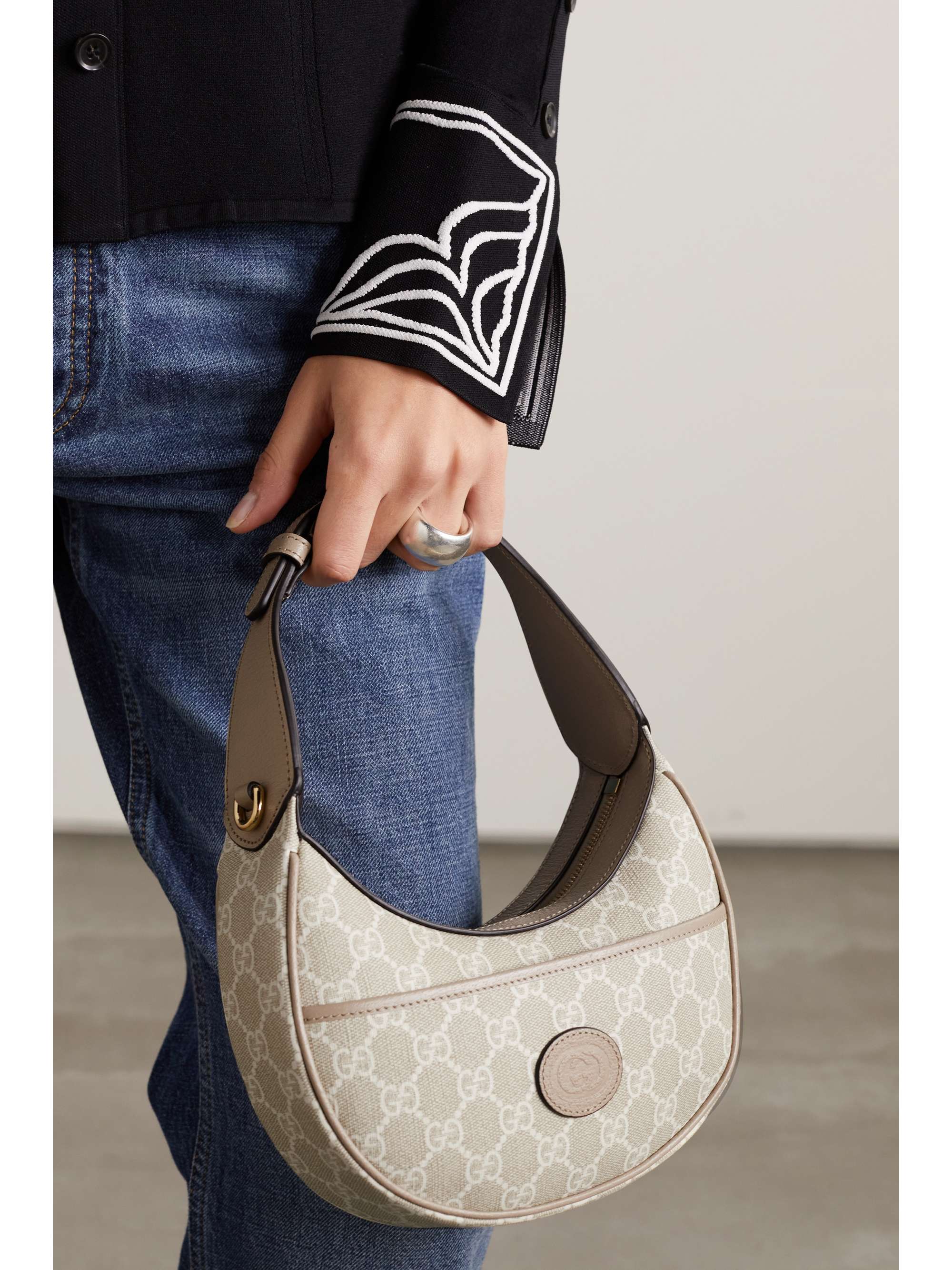 GG Retro mini leather-trimmed printed coated-canvas shoulder bag