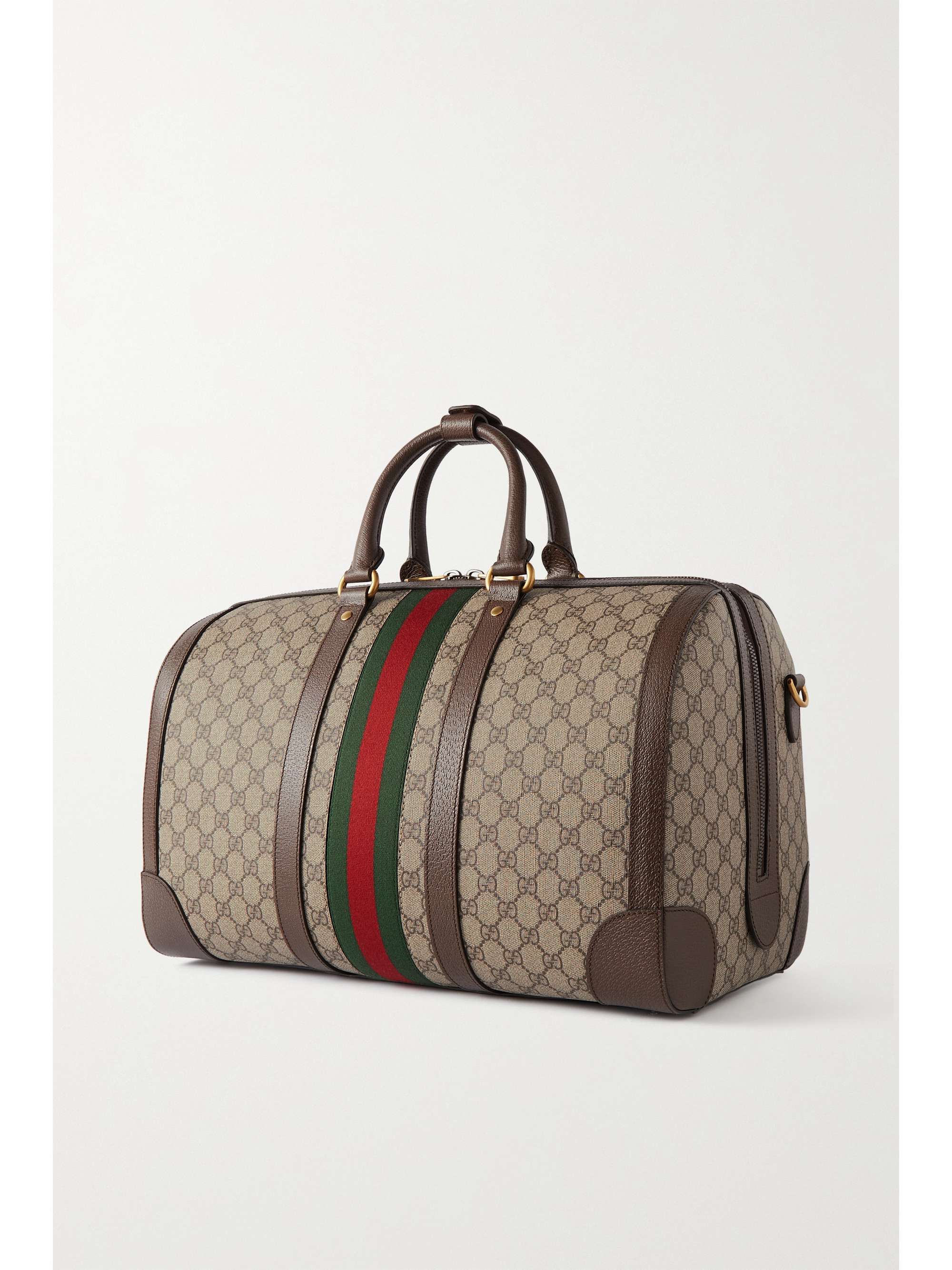 GUCCI Sac de week-end en toile enduite imprimée à finitions en cuir Savoy