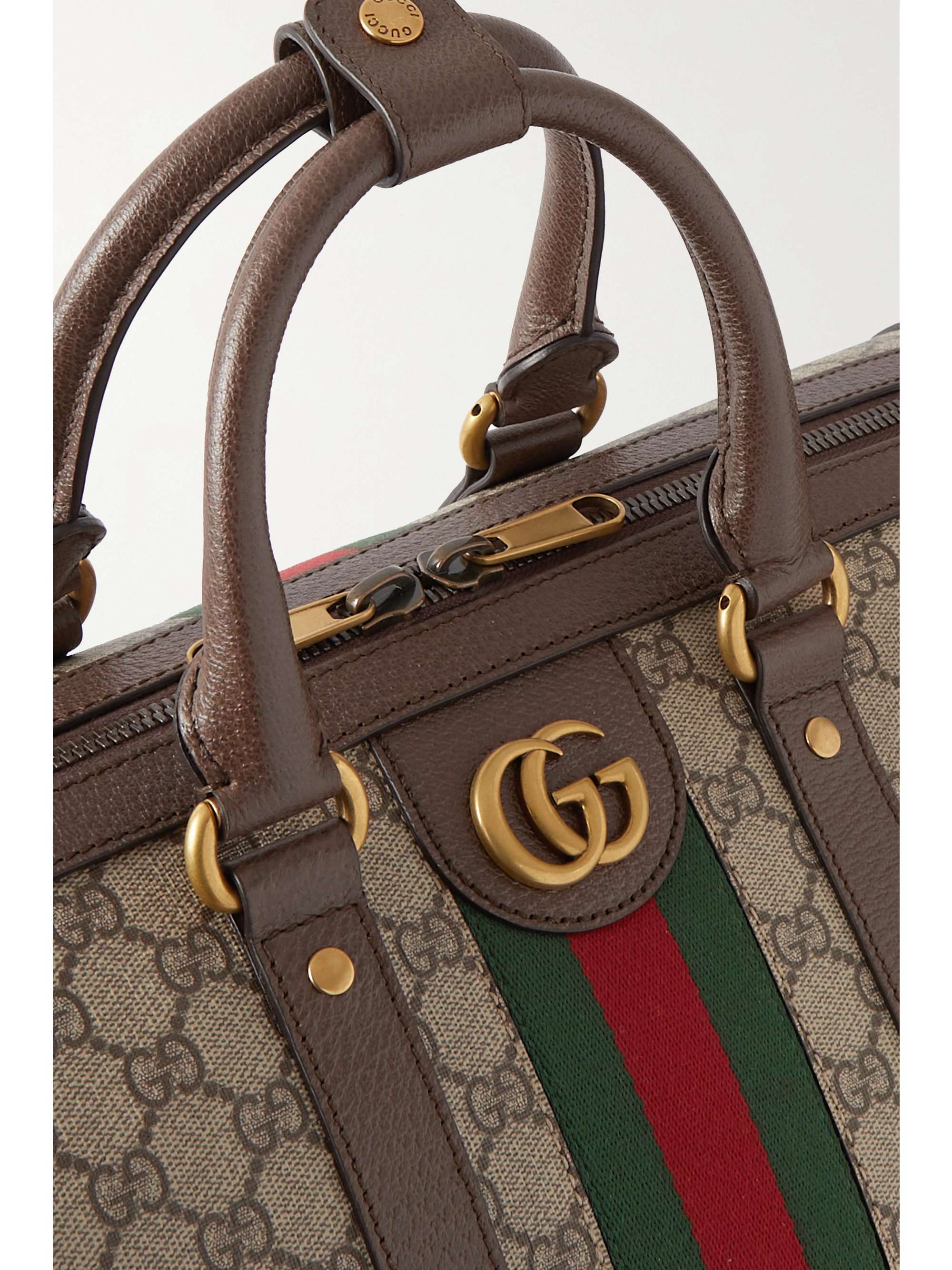 GUCCI Sac de week-end en toile enduite imprimée à finitions en cuir Savoy