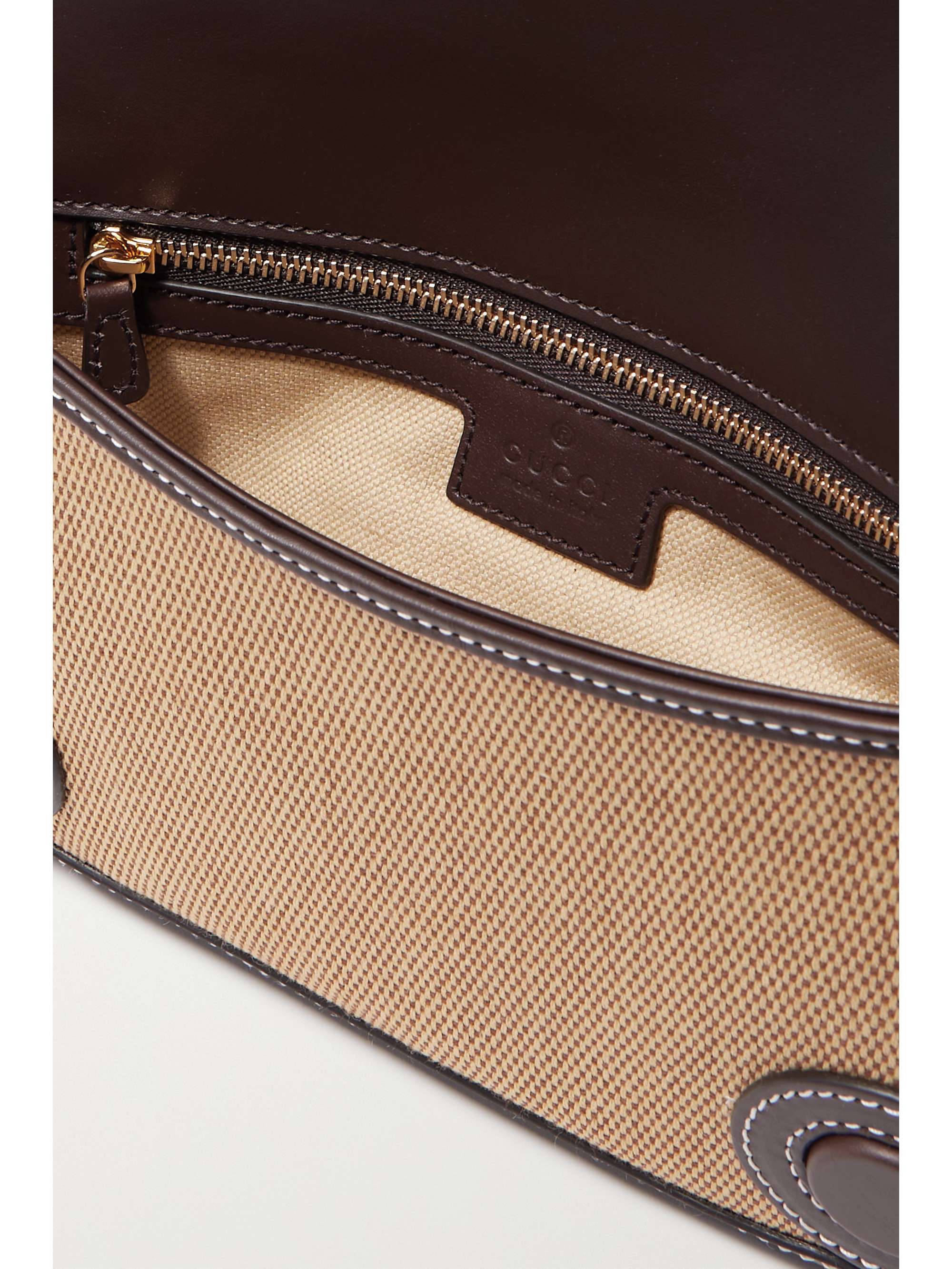 Blondie embellished leather-trimmed cotton-canvas shoulder bag