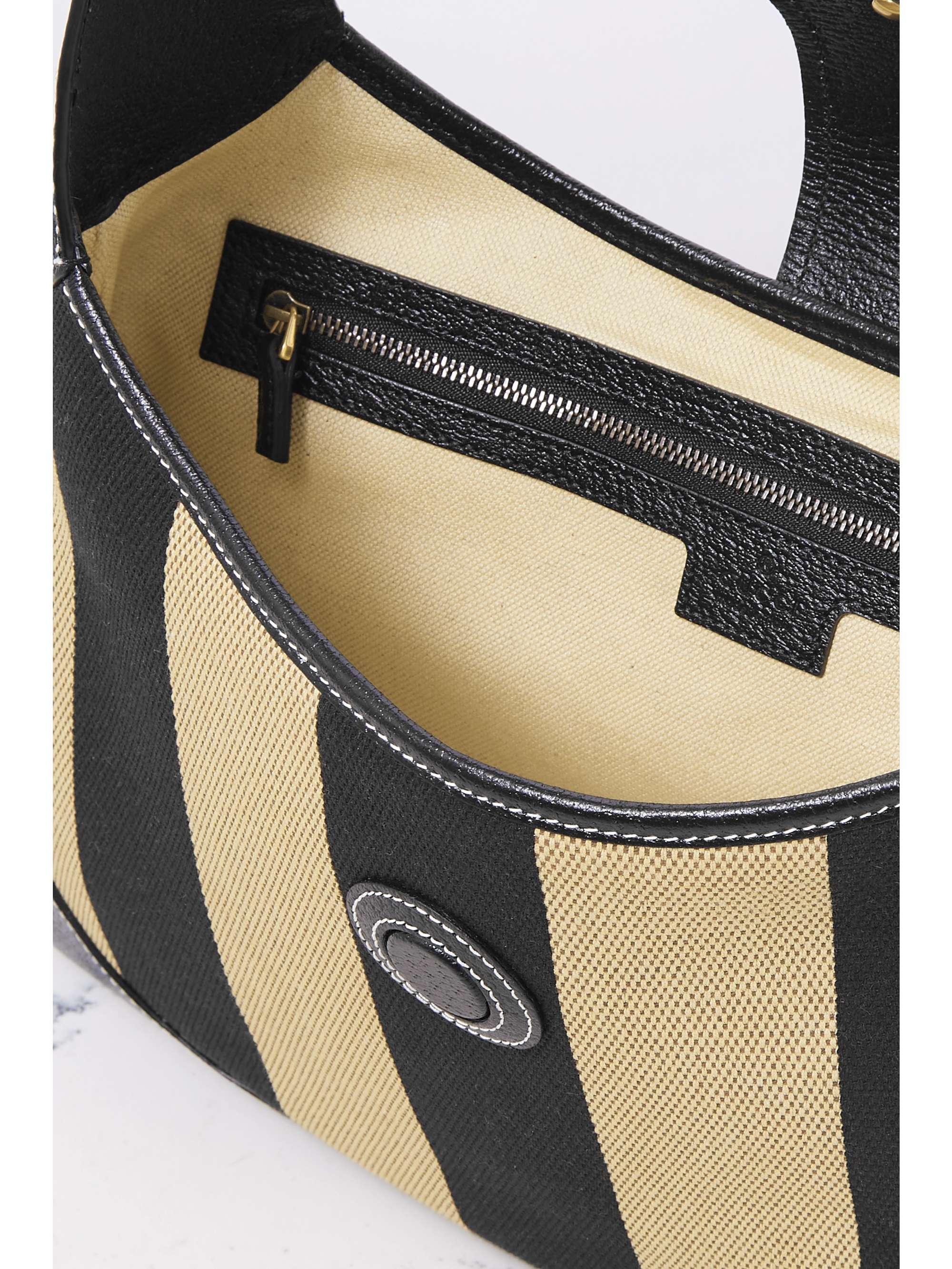 GUCCI Aphrodite striped leather-trimmed cotton-canvas shoulder bag