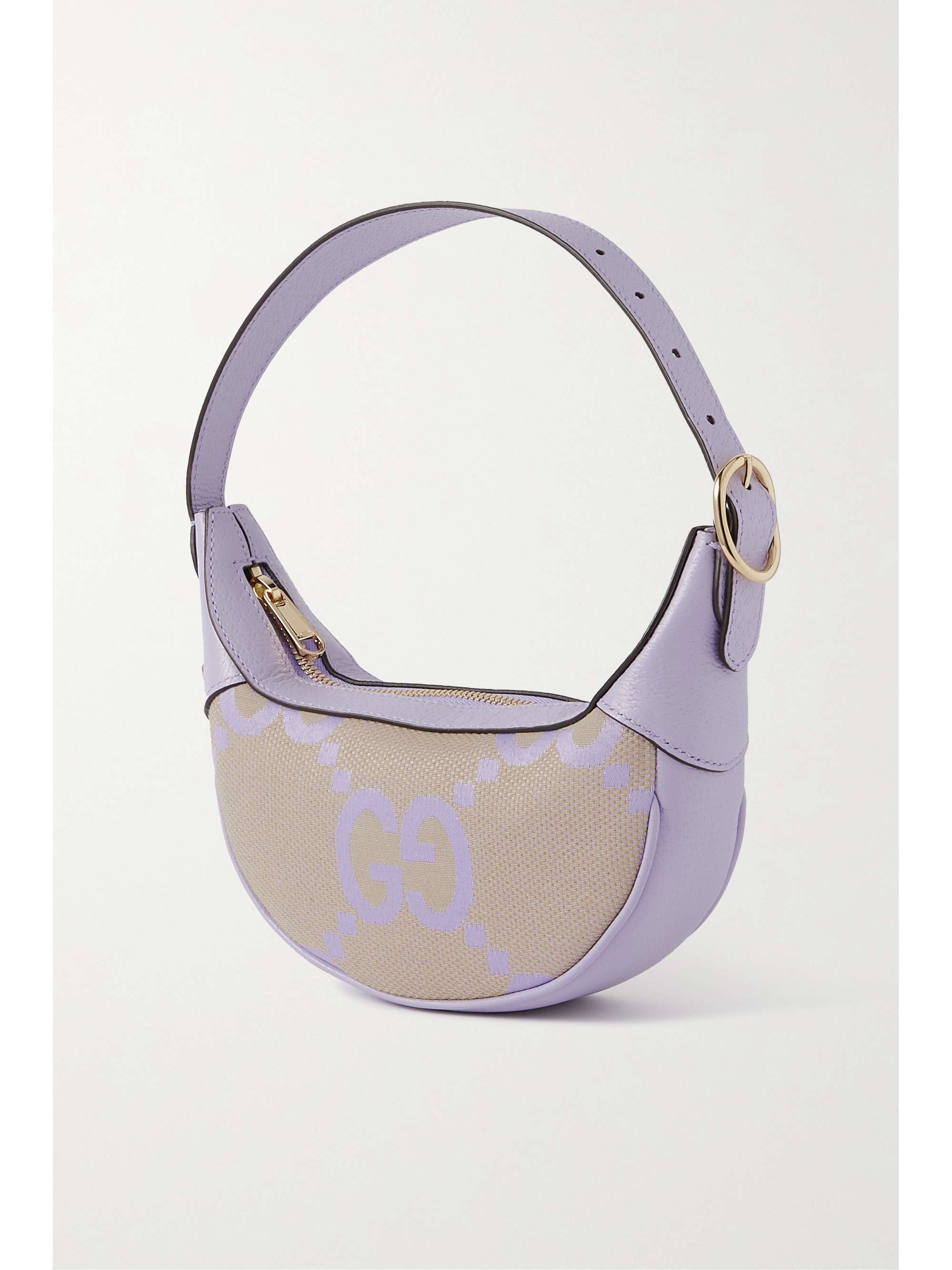 GUCCI Ophidia mini textured-leather trimmed canvas-jacquard shoulder bag