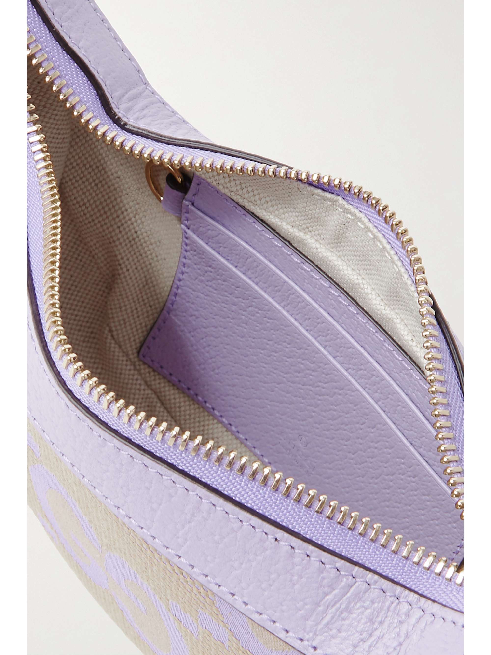 GUCCI Ophidia mini textured-leather trimmed canvas-jacquard shoulder bag
