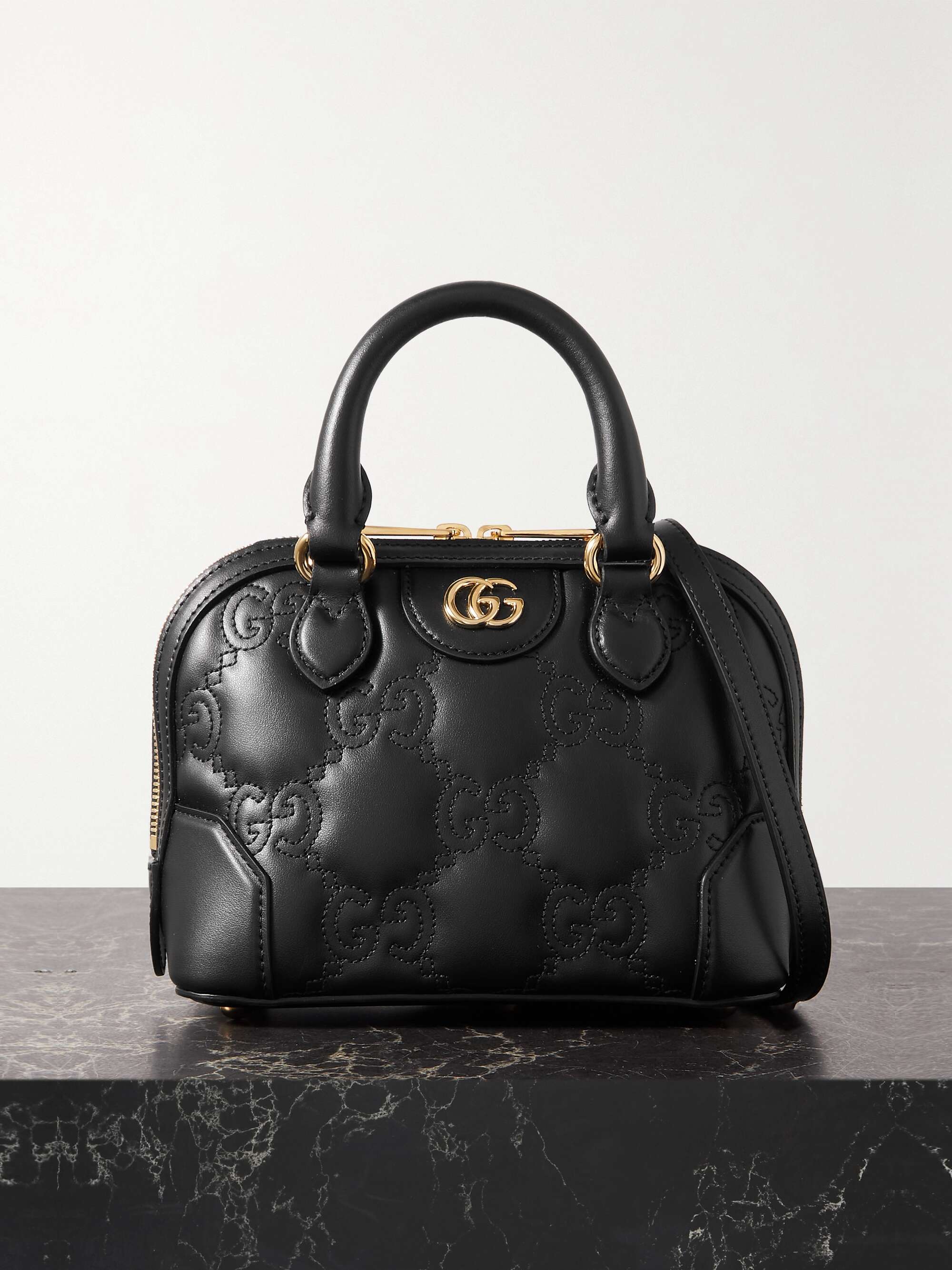 GG Matelassé mini bag in black leather