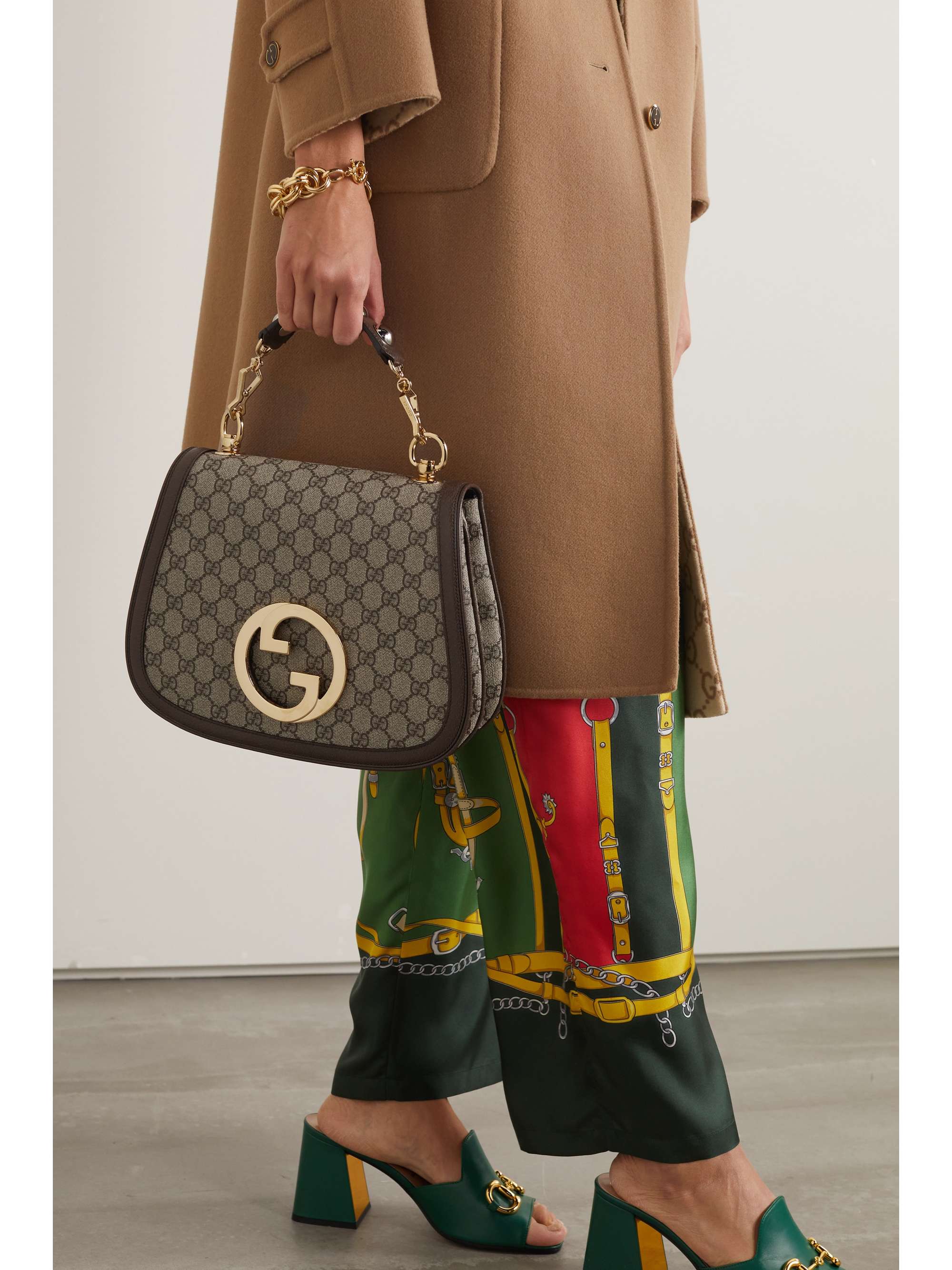 GUCCI Blondie leathertrimmed printed coatedcanvas shoulder bag NETAPORTER