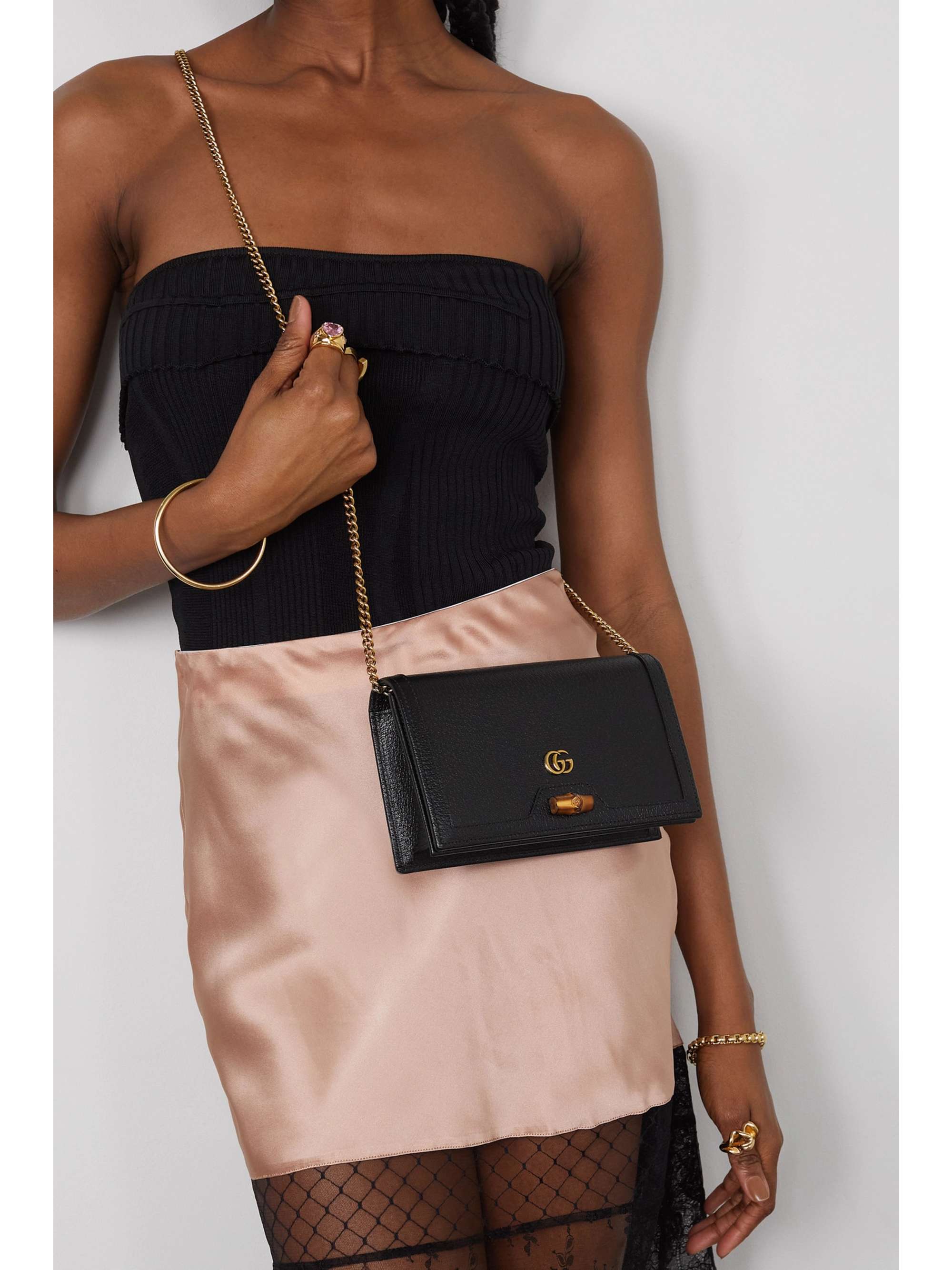 GUCCI Diana mini textured-leather shoulder bag