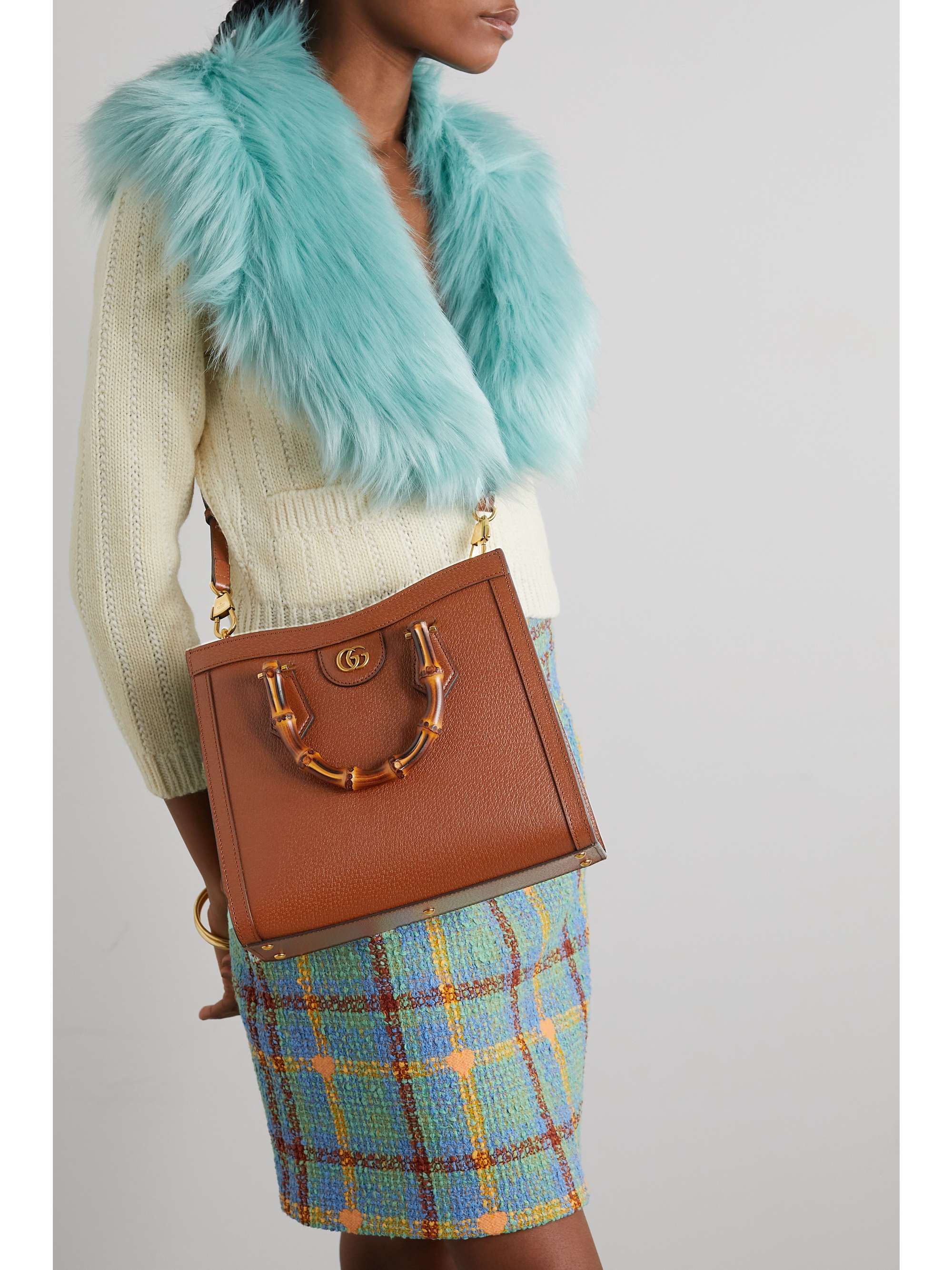 GUCCI Diana small textured-leather tote
