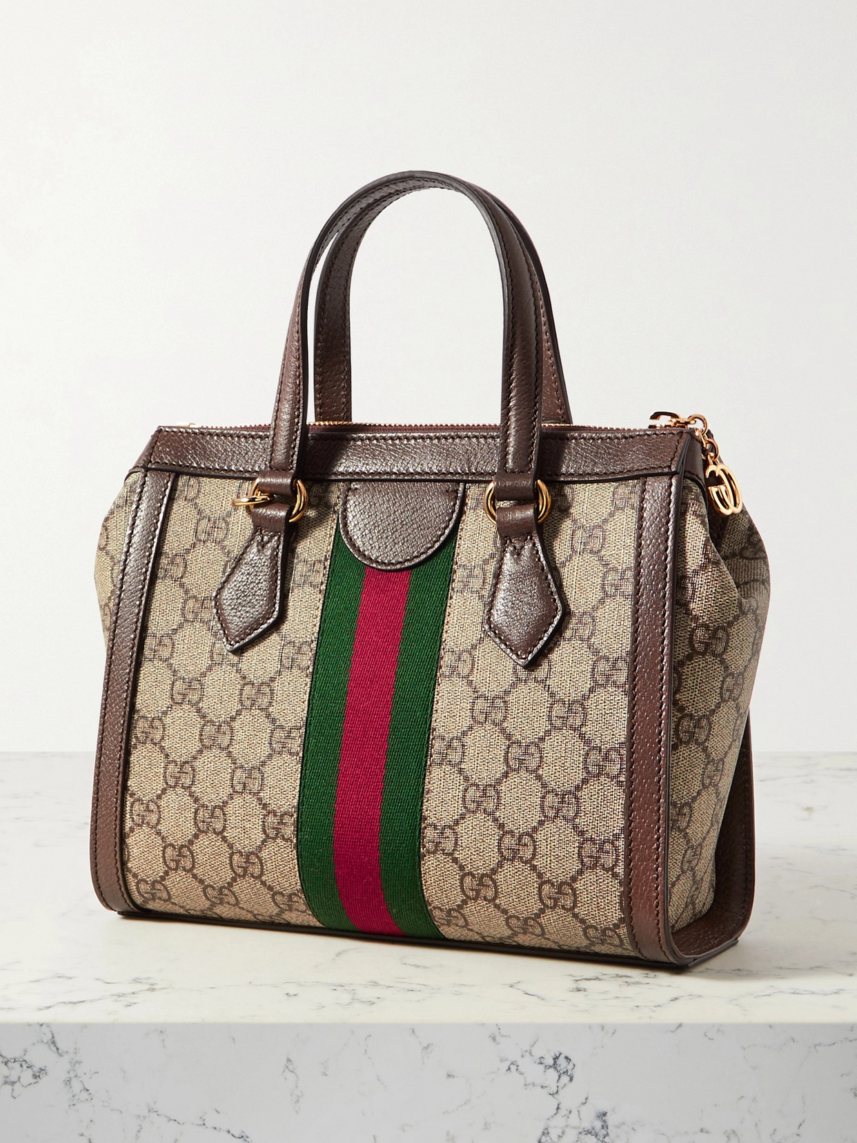 Ophidia Leather-Trimmed Printed Coated-Canvas Tote Bag