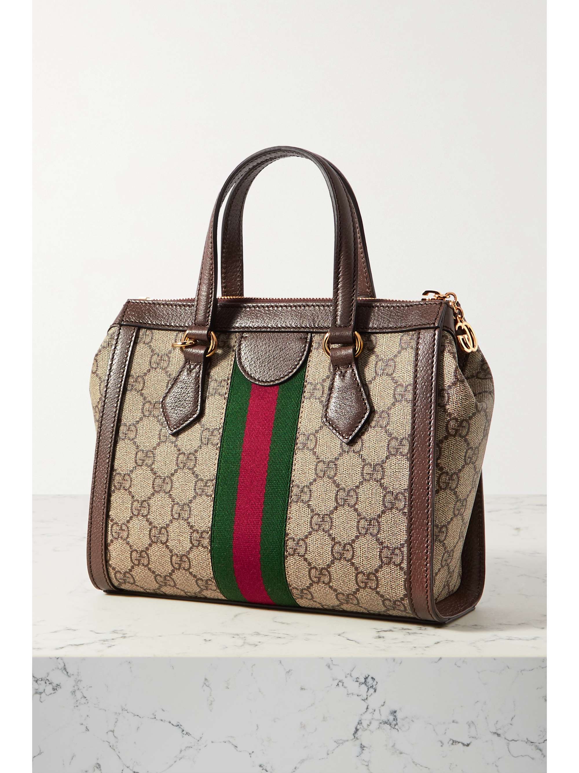 GUCCI Ophidia leather-trimmed printed coated-canvas tote bag