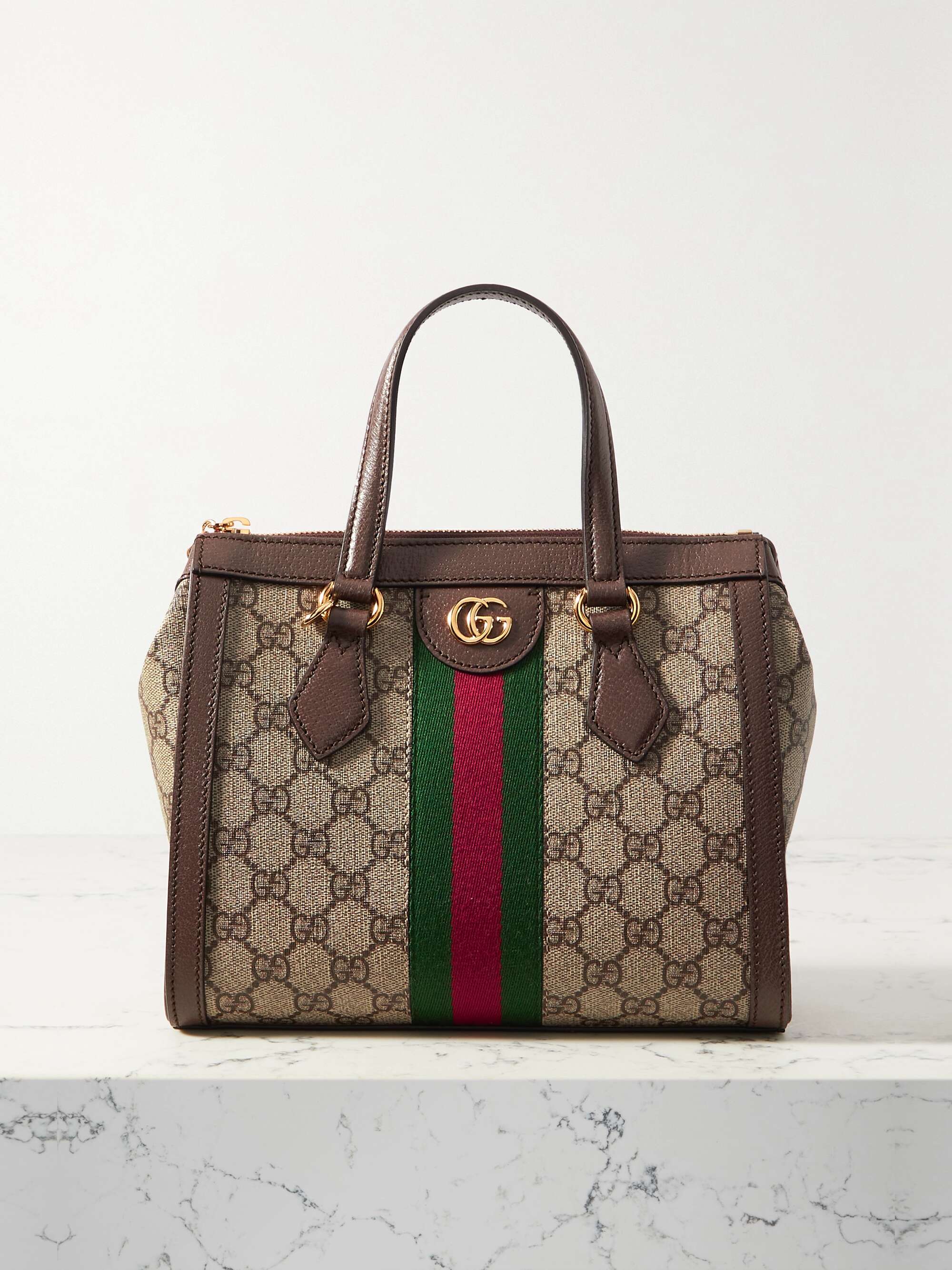 GUCCI Ophidia leather-trimmed printed coated-canvas tote bag | NET-A-PORTER