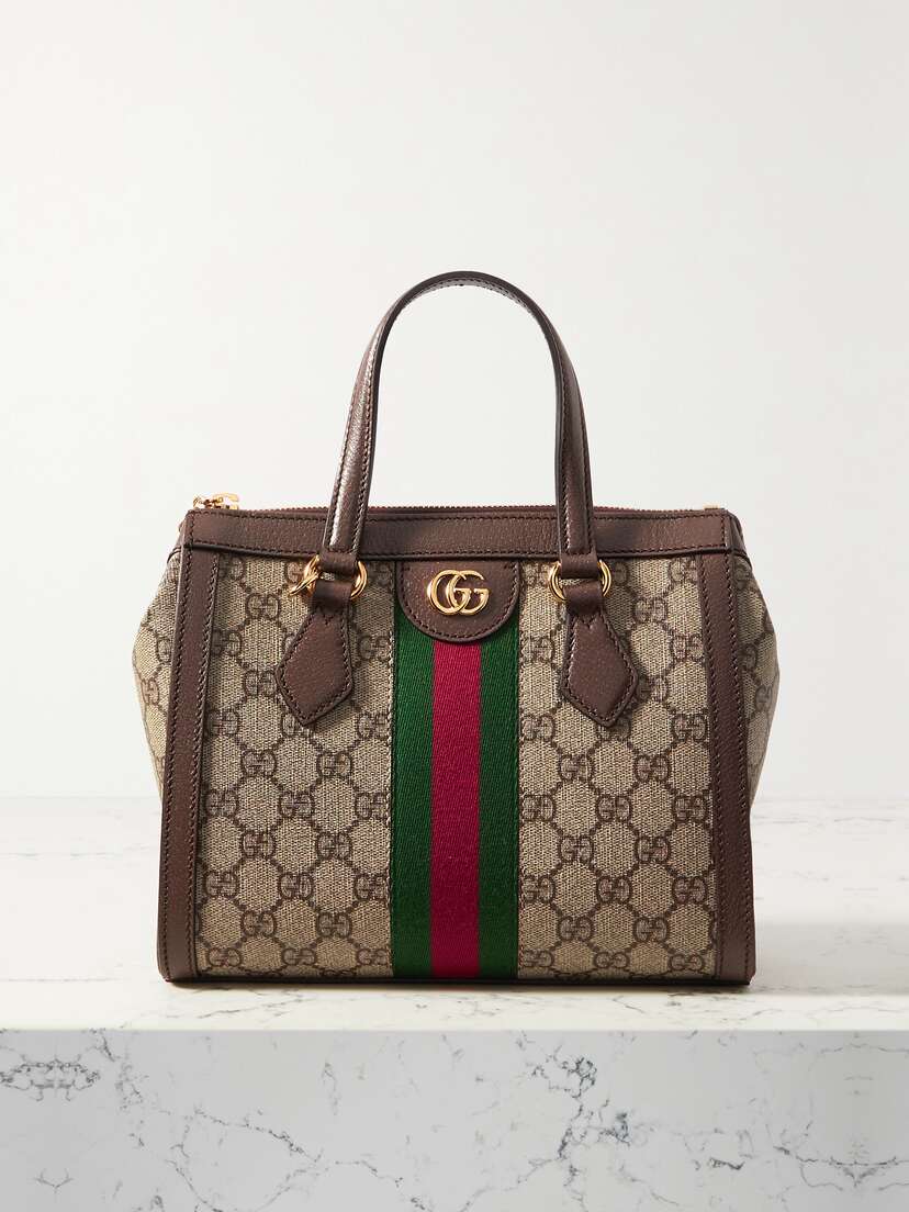 Gucci Ophidia Leather-trimmed Printed Coated-canvas Tote Bag