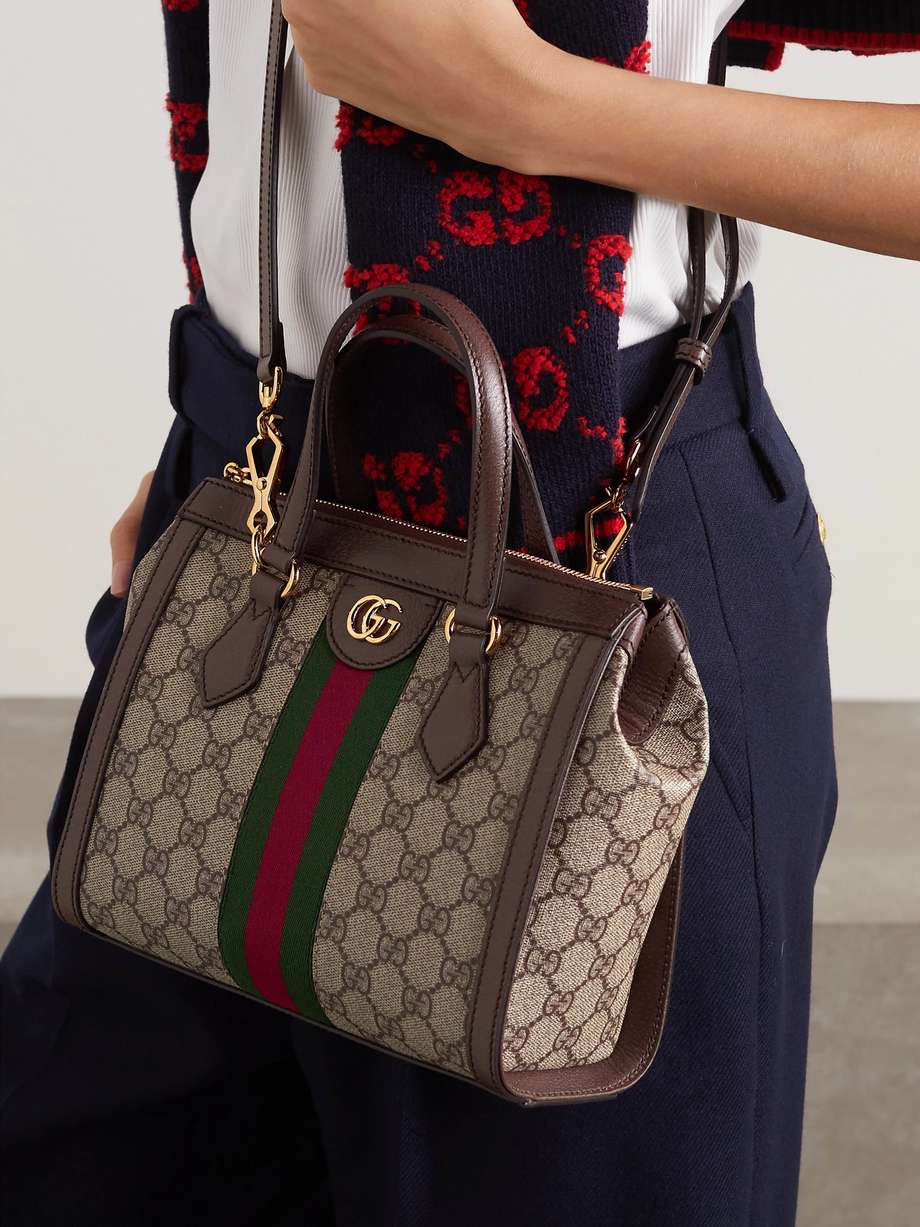 GUCCI Ophidia leathertrimmed printed coatedcanvas tote bag NETAPORTER