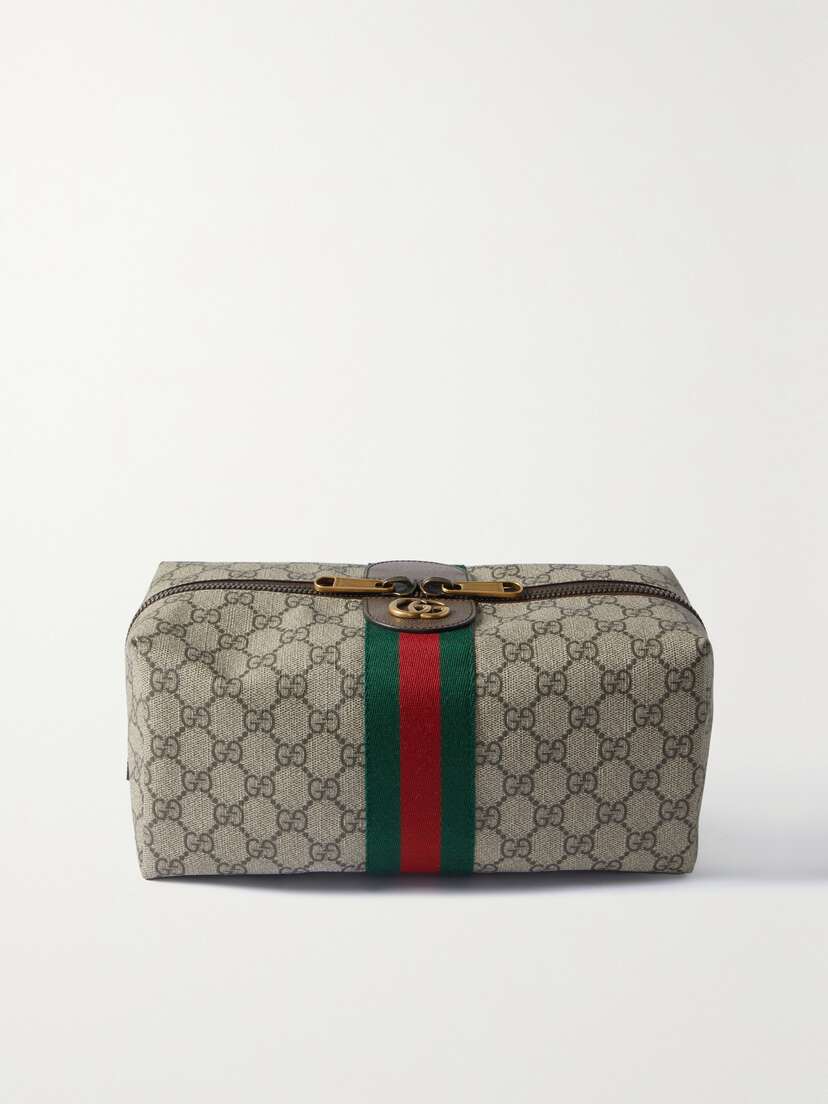 Gucci Savoy Leather-trimmed Coated-canvas Jacquard Toiletry Case