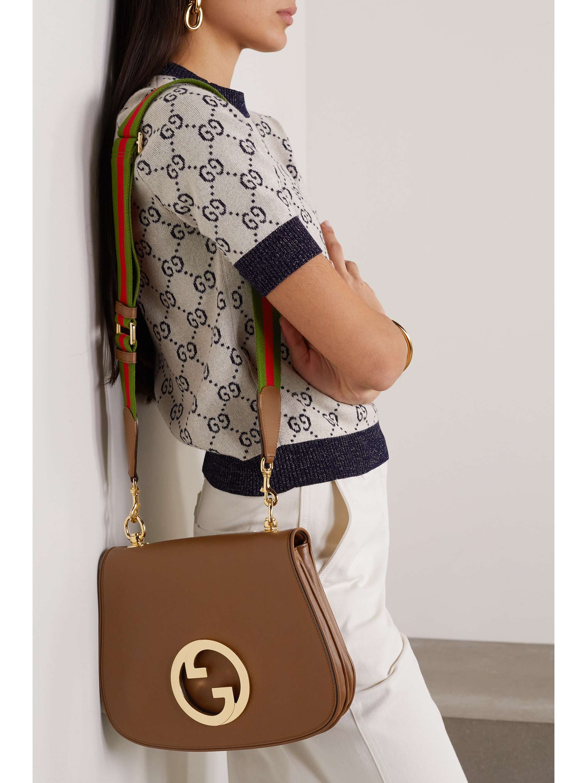 GUCCI حقيبة كتف Blondie من الجلد مزركشة