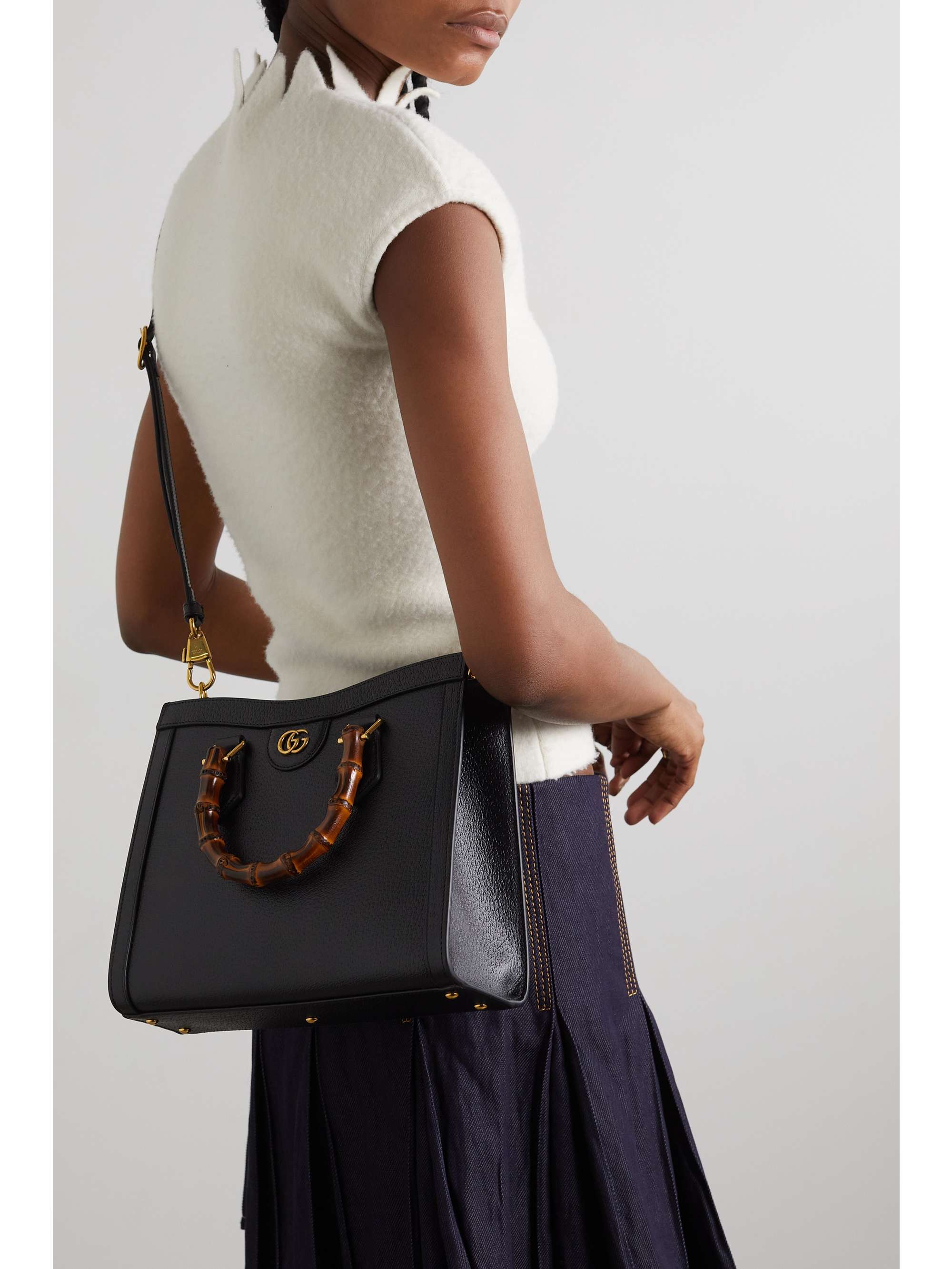 GUCCI Diana small textured-leather tote