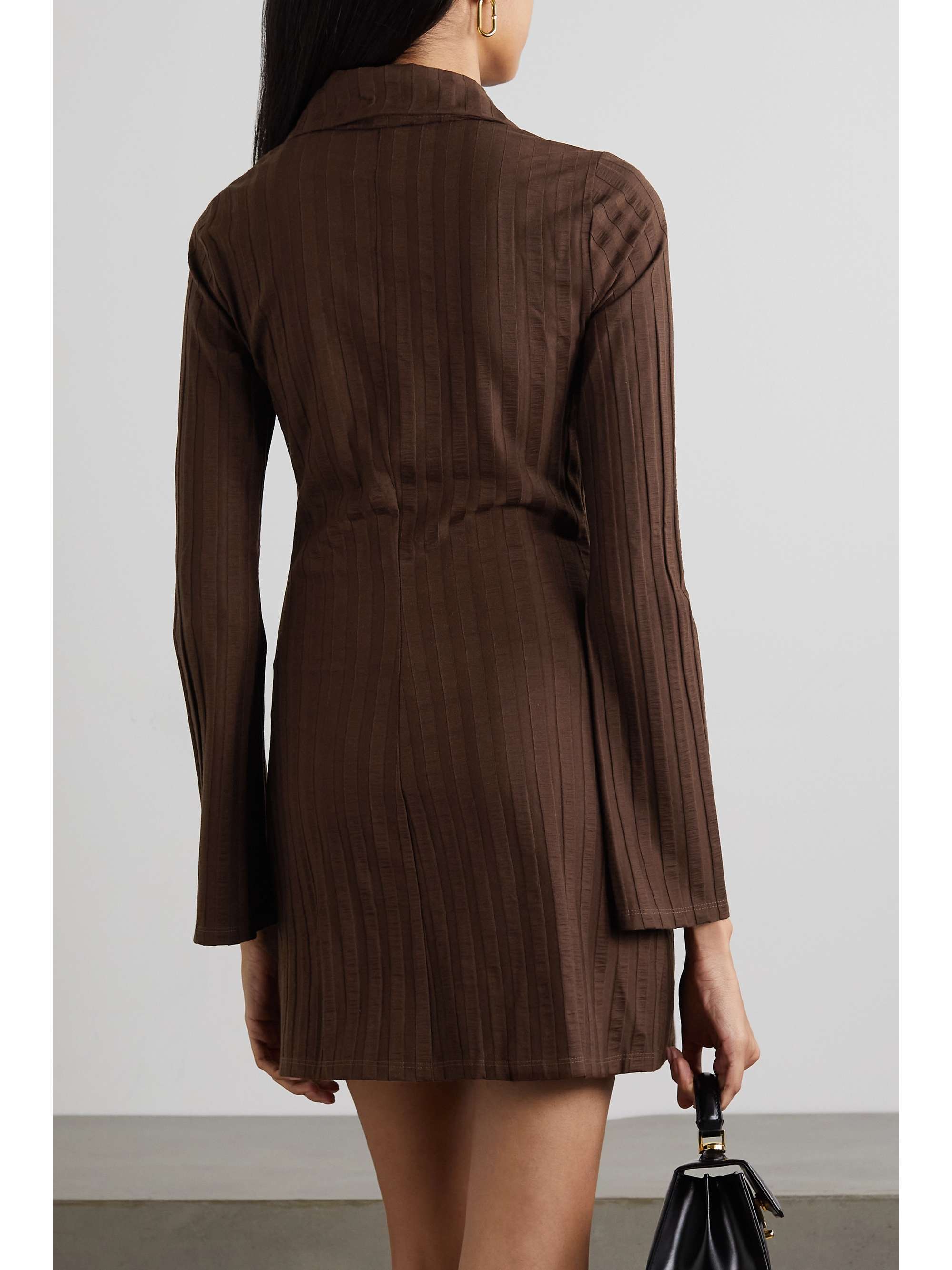 REFORMATION Benton ribbed stretch TENCEL Lyocell-blend mini shirt dress