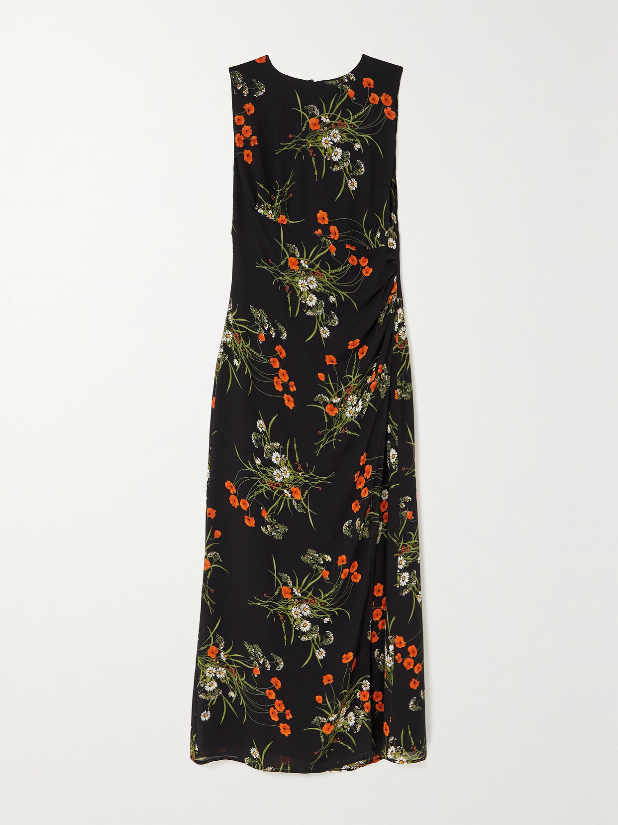 Ledger Floral-print Crepe De Chine Midi Dress