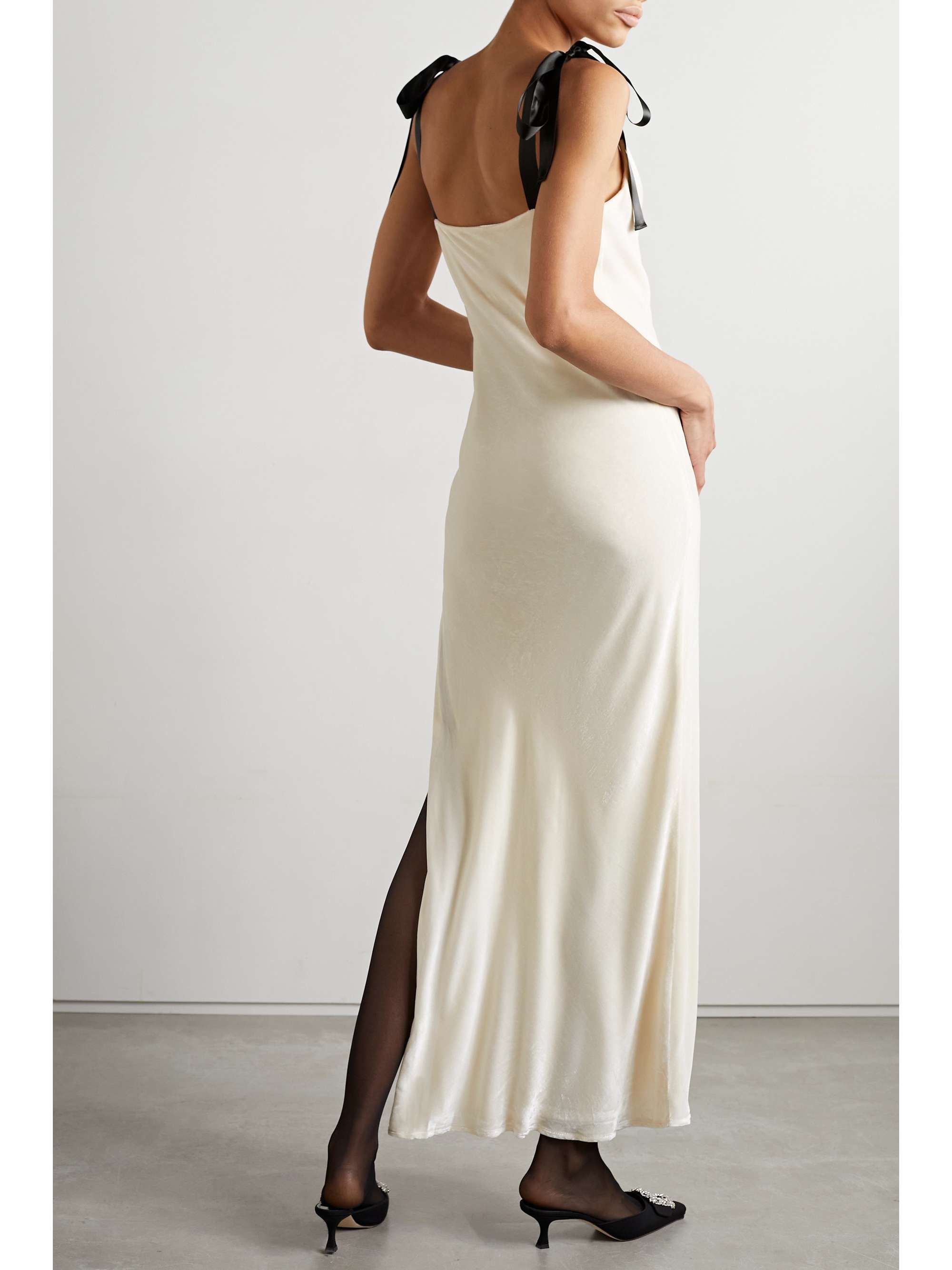 REFORMATION Nya satin-trimmed velour maxi dress
