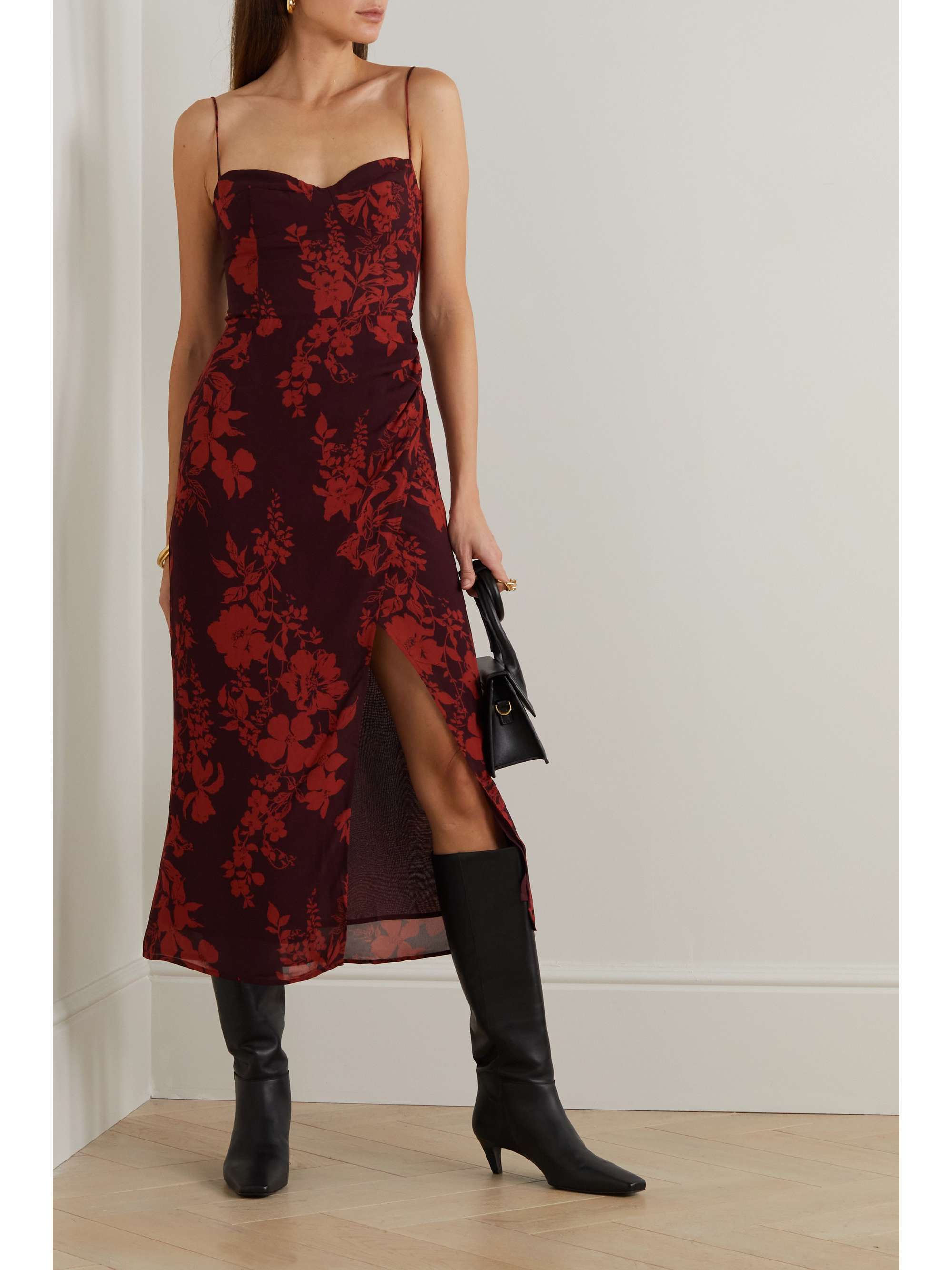 REFORMATION Kourtney floral-print georgette midi dress | NET-A-PORTER