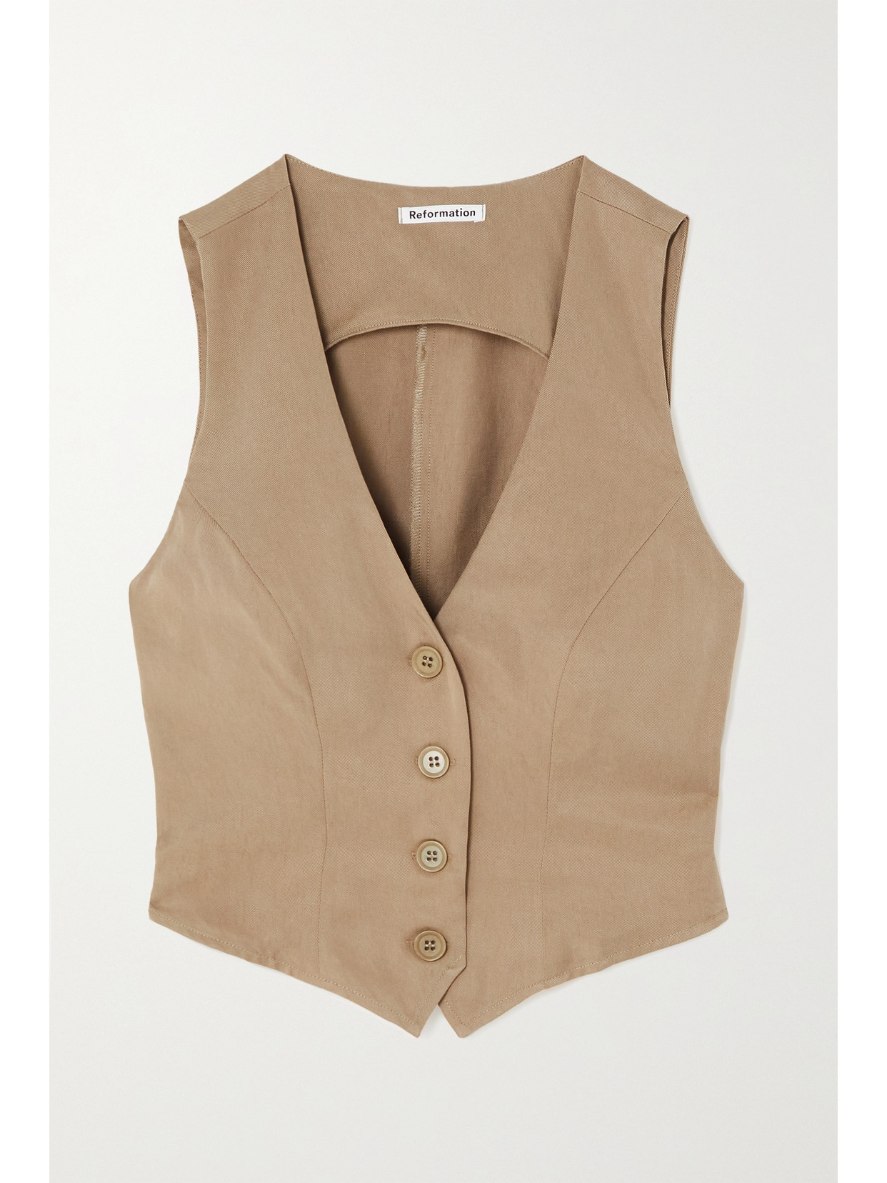 REFORMATION DEVIN CROPPED TENCEL LYOCELL-TWILL VEST