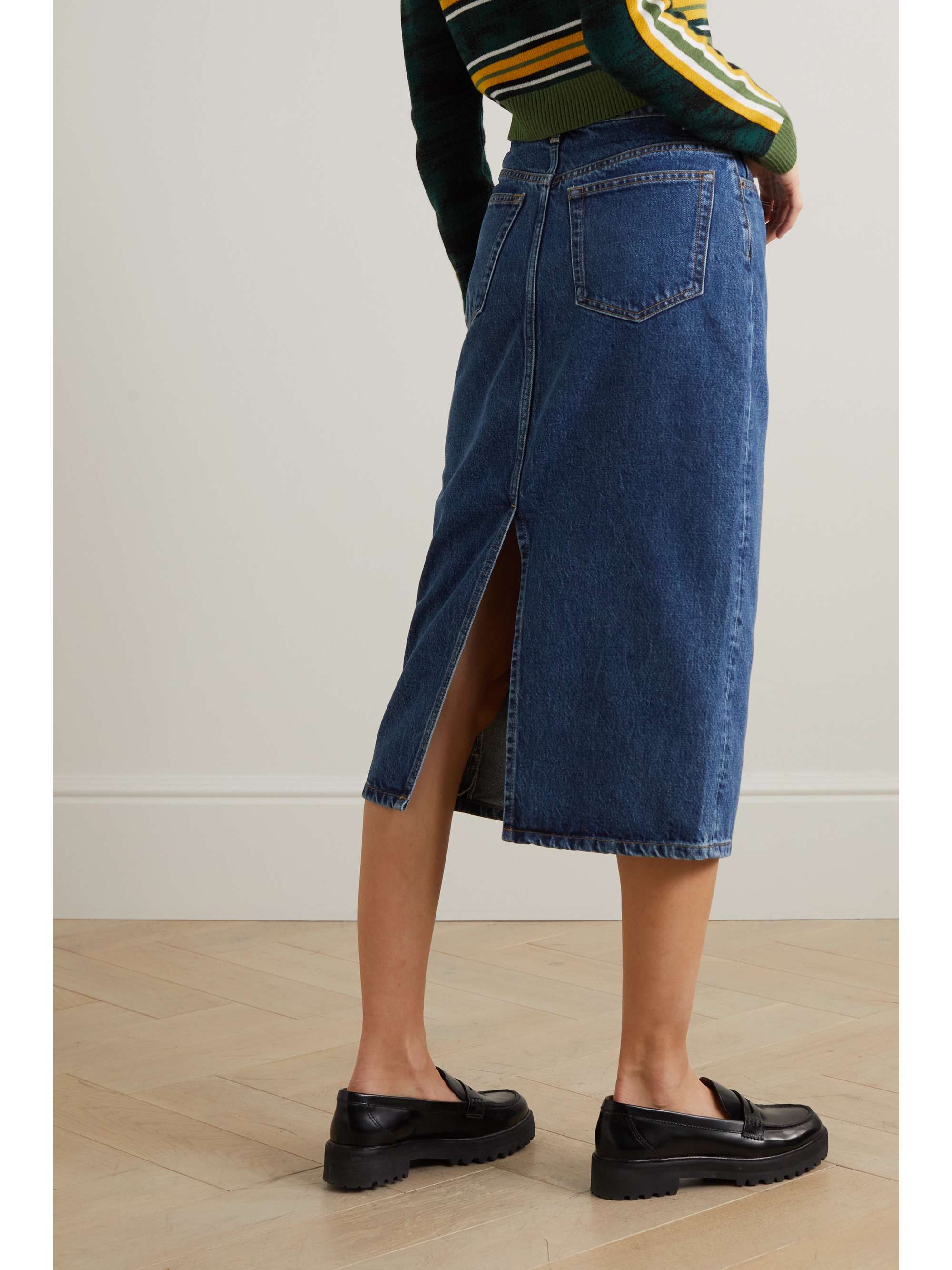 REFORMATION Jayde organic denim midi skirt
