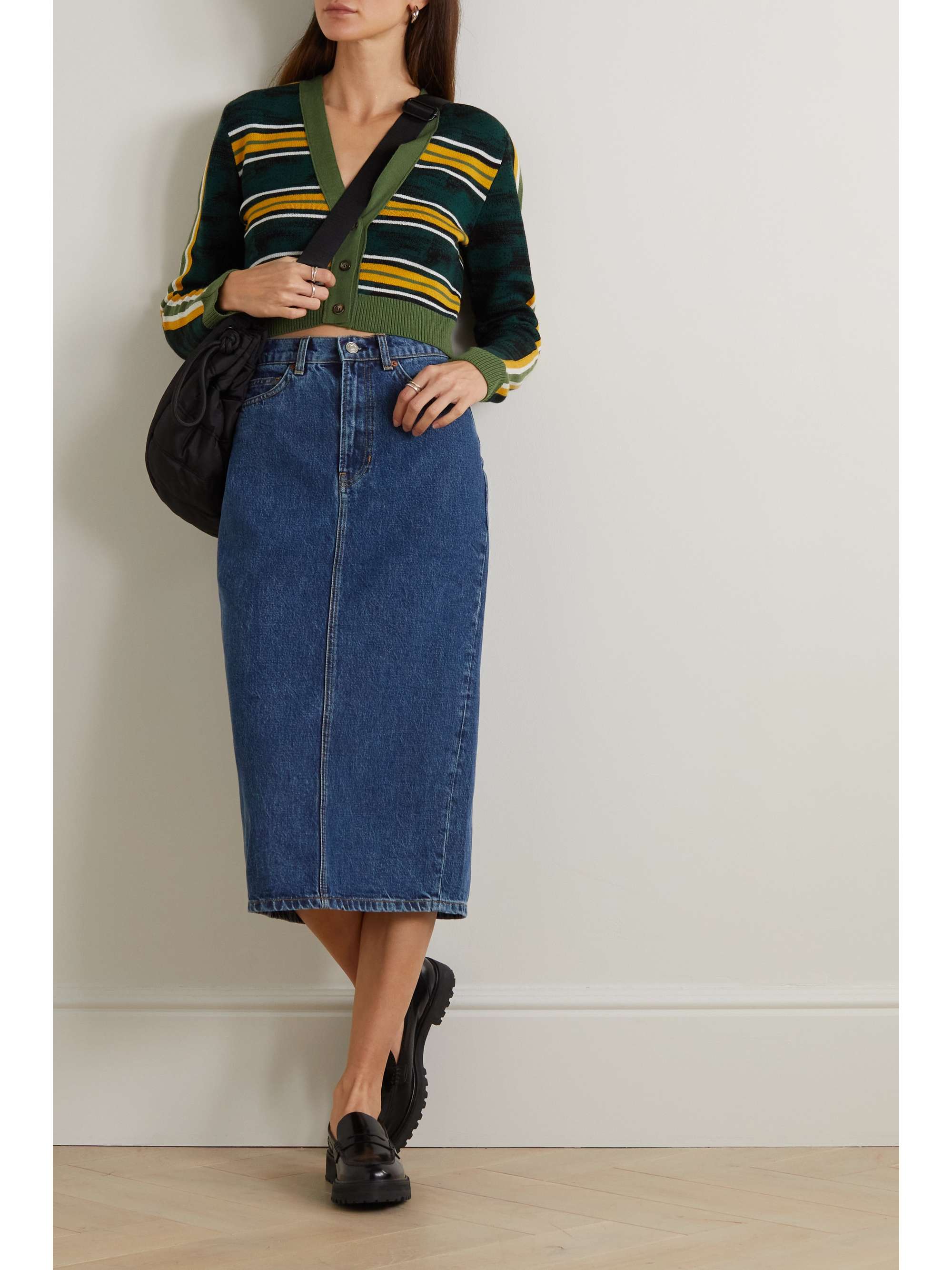 REFORMATION Jayde organic denim midi skirt