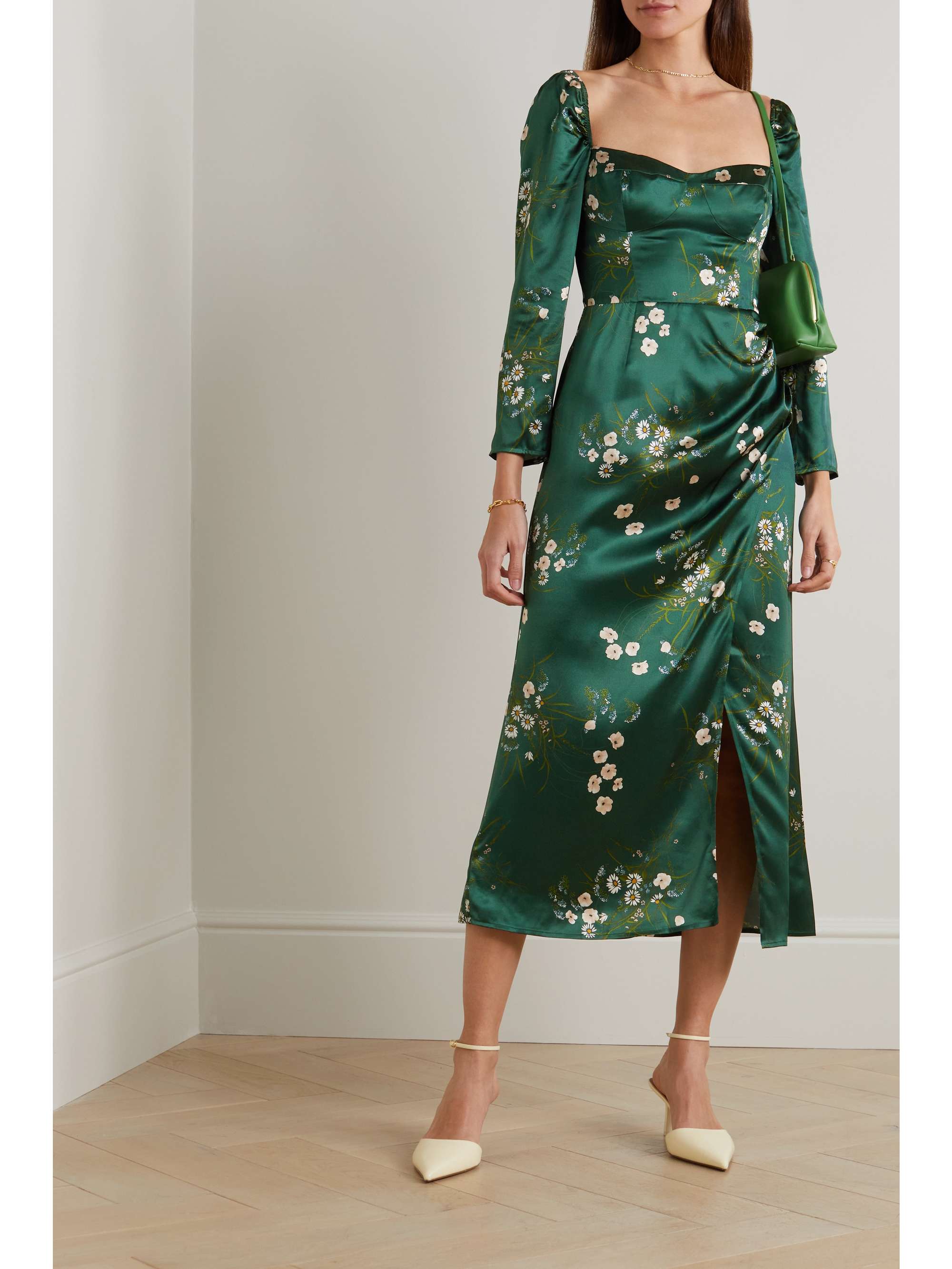 REFORMATION Gloriana floral-print silk-charmeuse midi dress | NET-A-PORTER