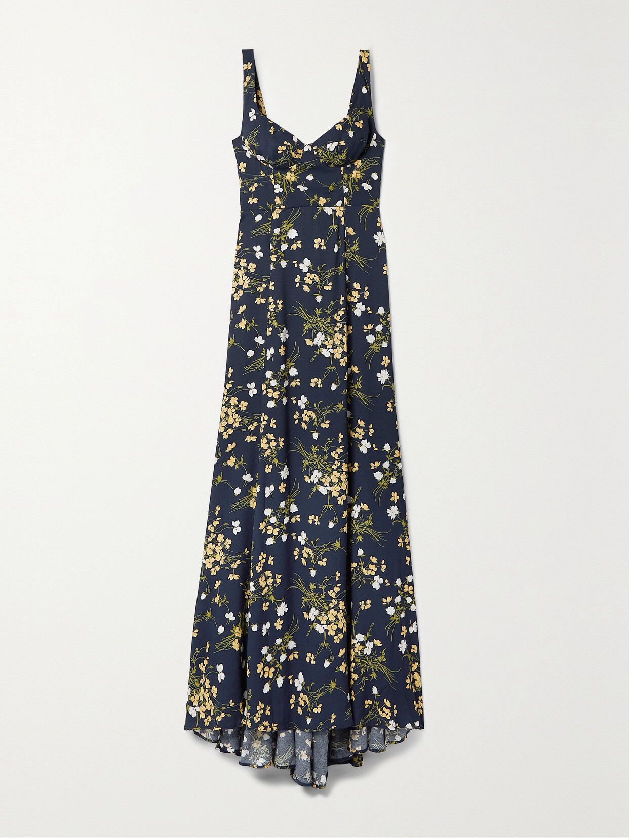 Reformation Lecce Printed Crepe Maxi Dress Navy