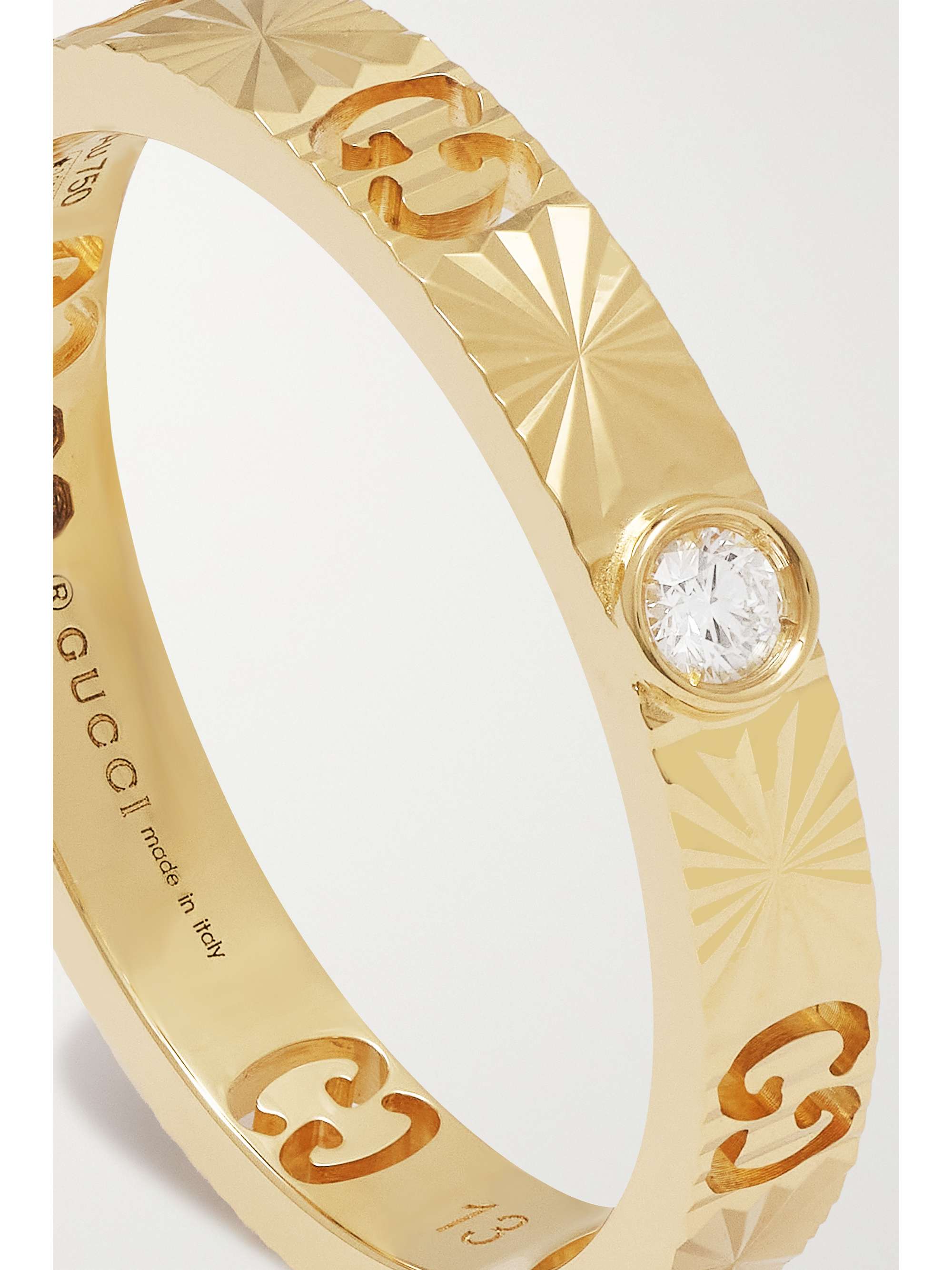 GUCCI Icon 18-karat gold diamond ring