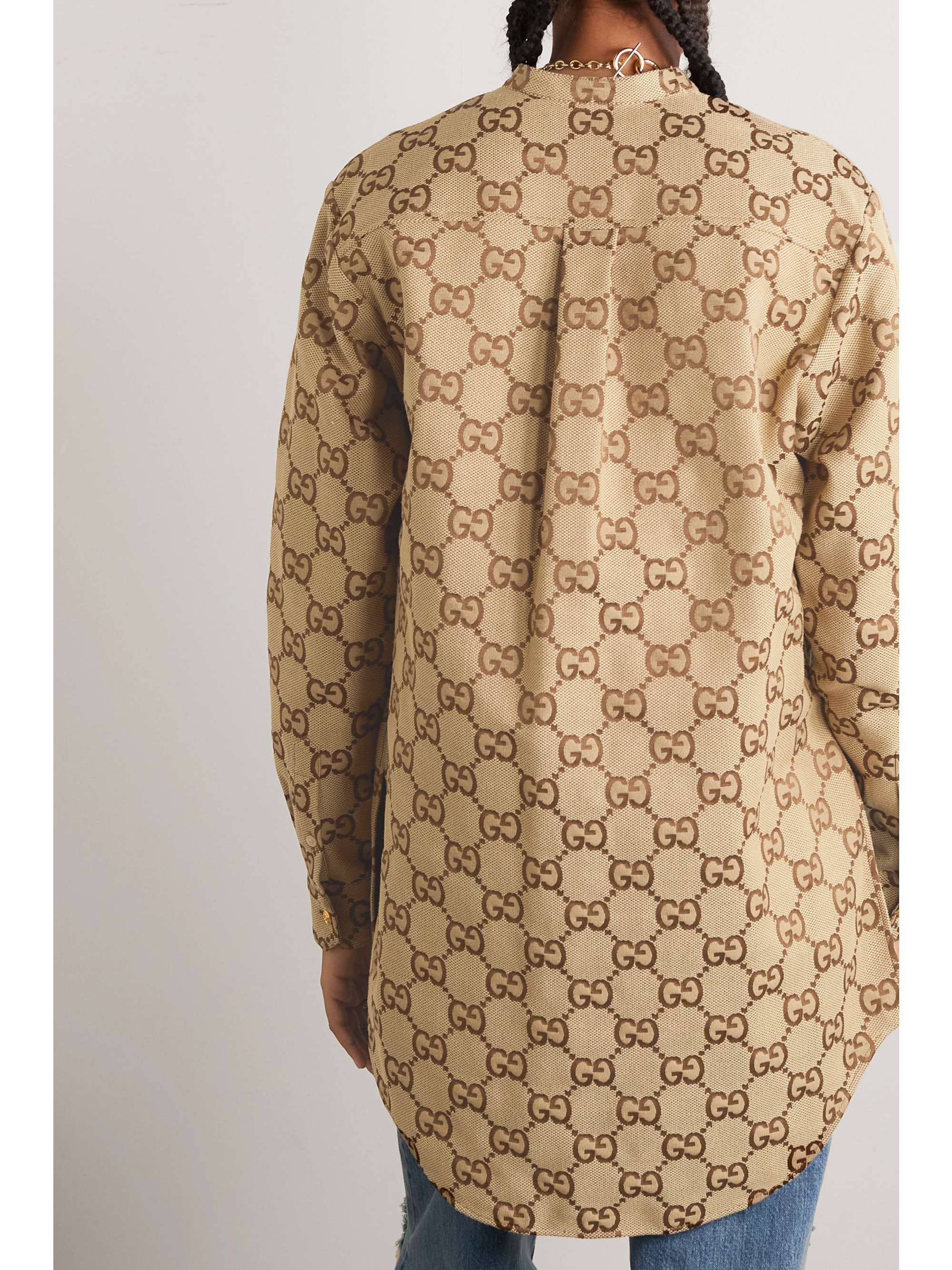 GUCCI Cotton-blend canvas-jacquard shirt
