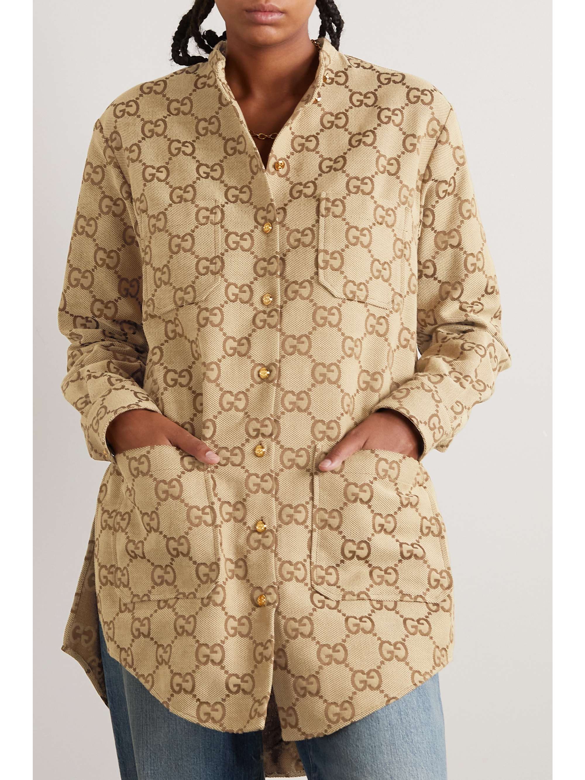 GUCCI Cotton-blend canvas-jacquard shirt