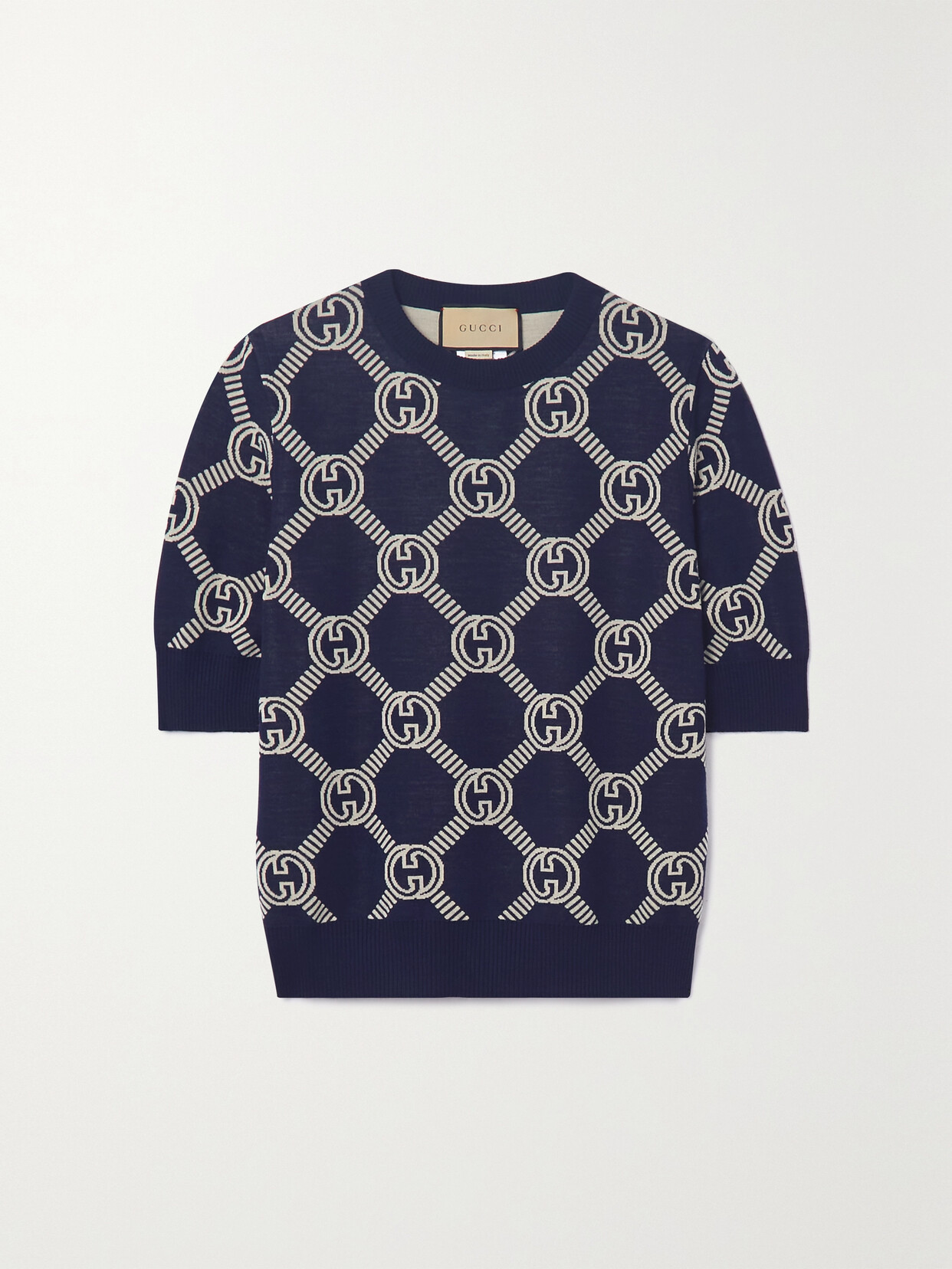 Gucci - Logo-jacquard Stretch Wool-blend Sweater - Blue