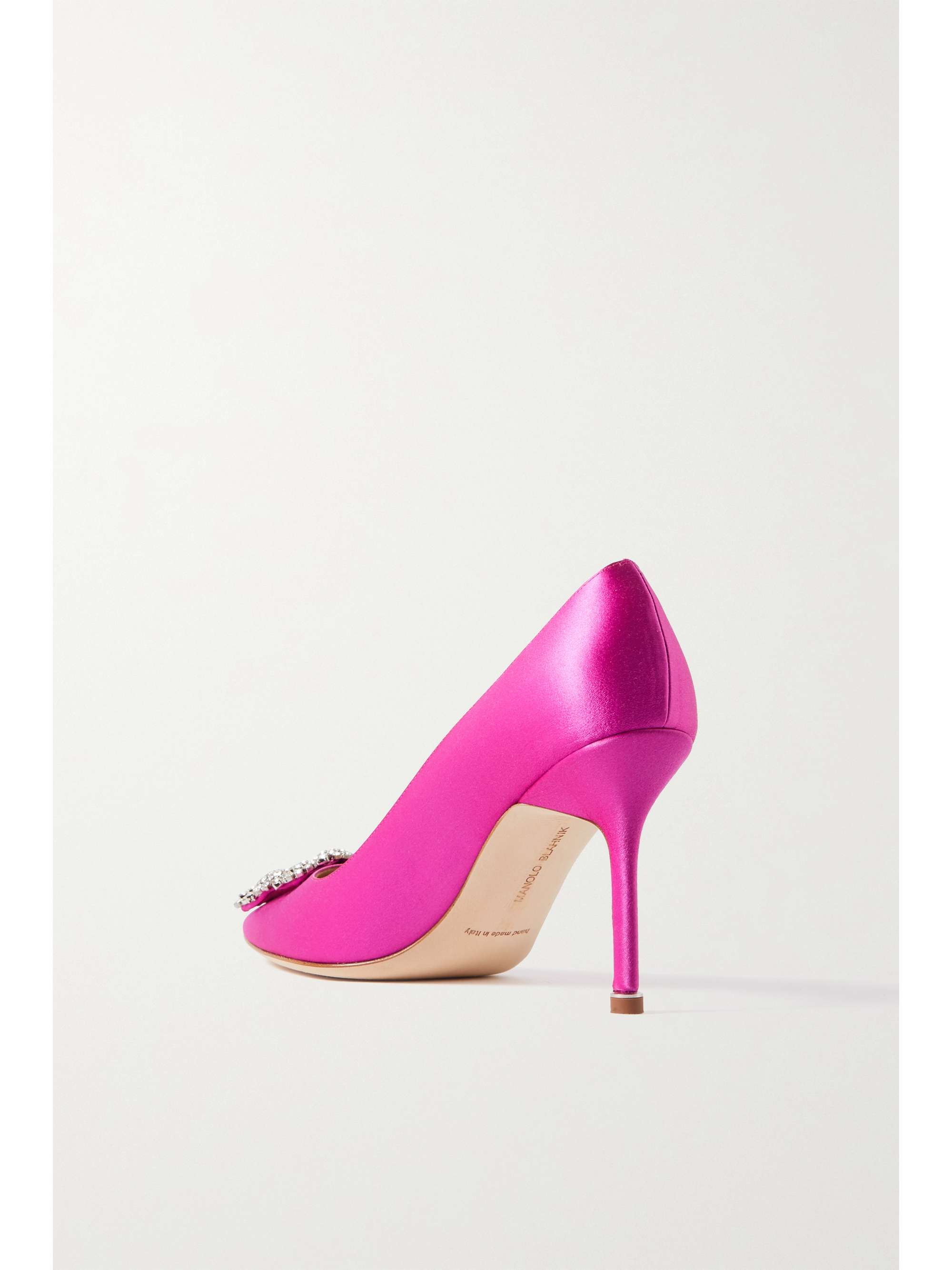 MANOLO BLAHNIK Hangisi 90 Pumps aus Satin mit Kristallen