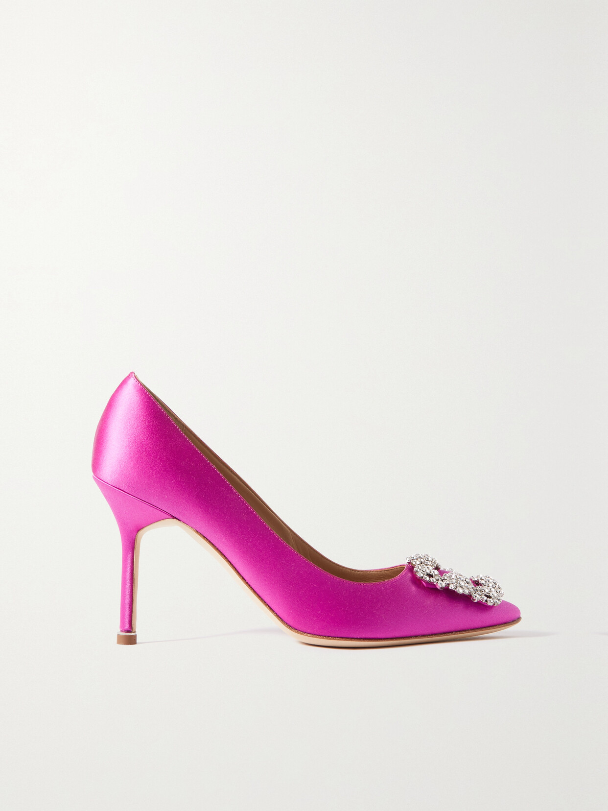 Manolo Blahnik Hangisi 90 Crystal-embellished Satin Pumps - Pink